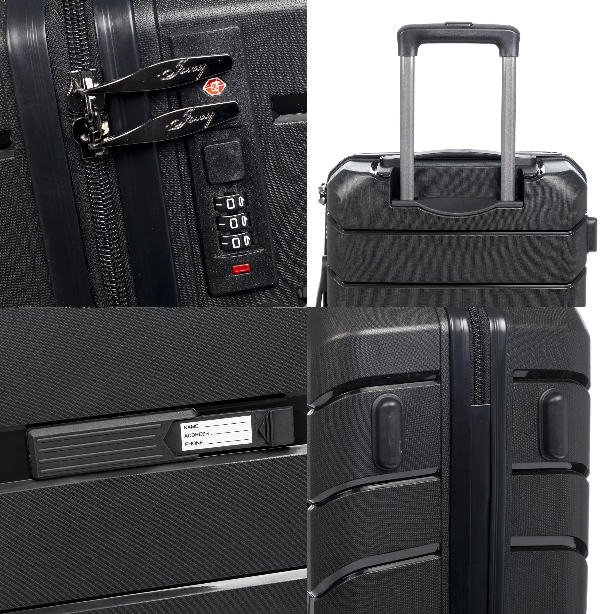 Juego de 2 maletas Trolley, en material ligero PP resistente a la rotura. Cerradura TSA numérica, 4 ruedas dobles giratorias 360°, extraíbles.