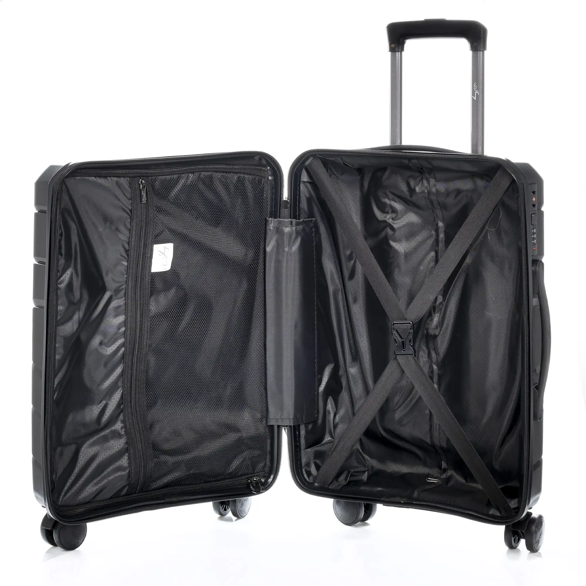 Juego de 2 maletas Trolley, en material ligero PP resistente a la rotura. Cerradura TSA numérica, 4 ruedas dobles giratorias 360°, extraíbles.
