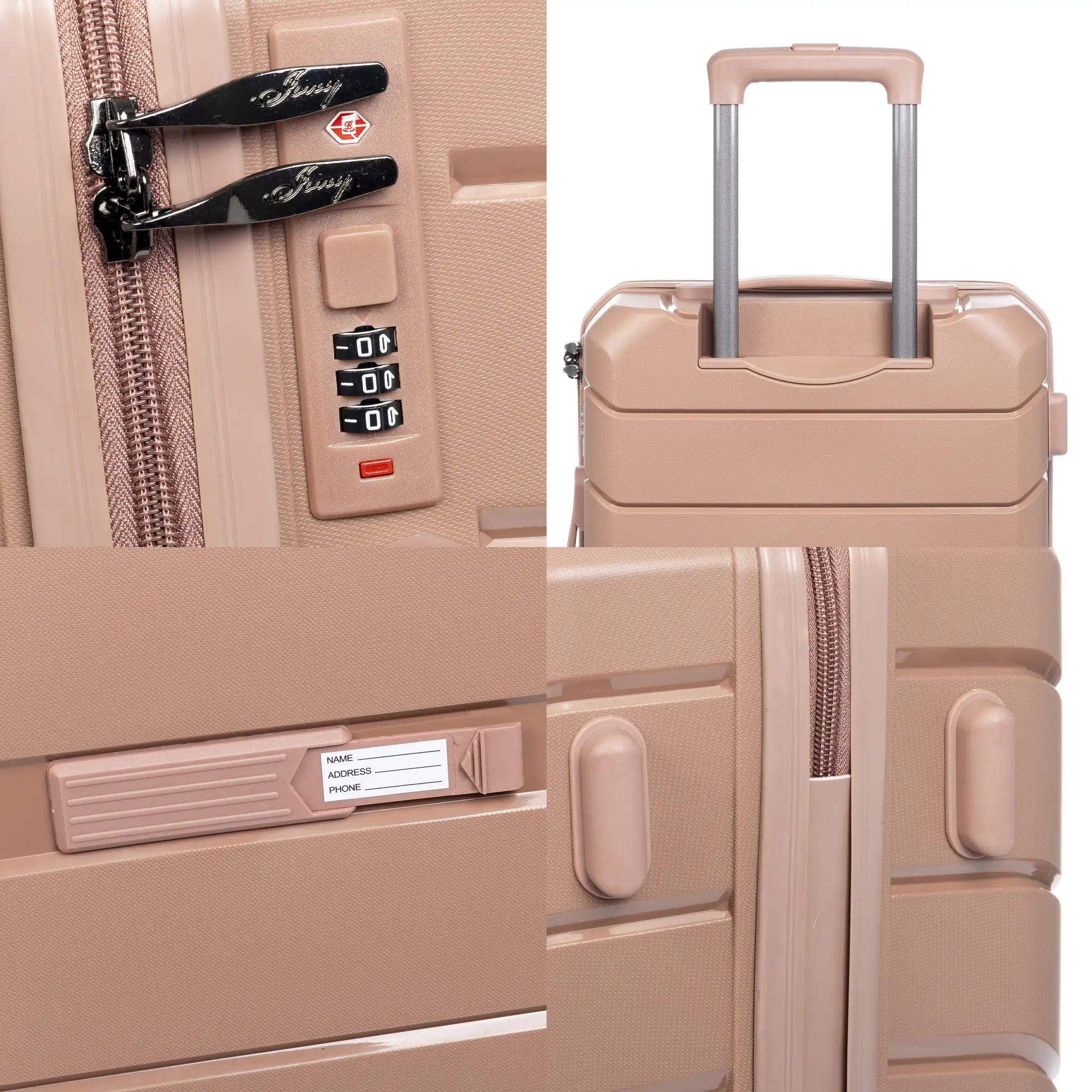 Juego de 2 maletas Trolley, en material ligero PP resistente a la rotura. Cerradura TSA numérica, 4 ruedas dobles giratorias 360°, extraíbles.