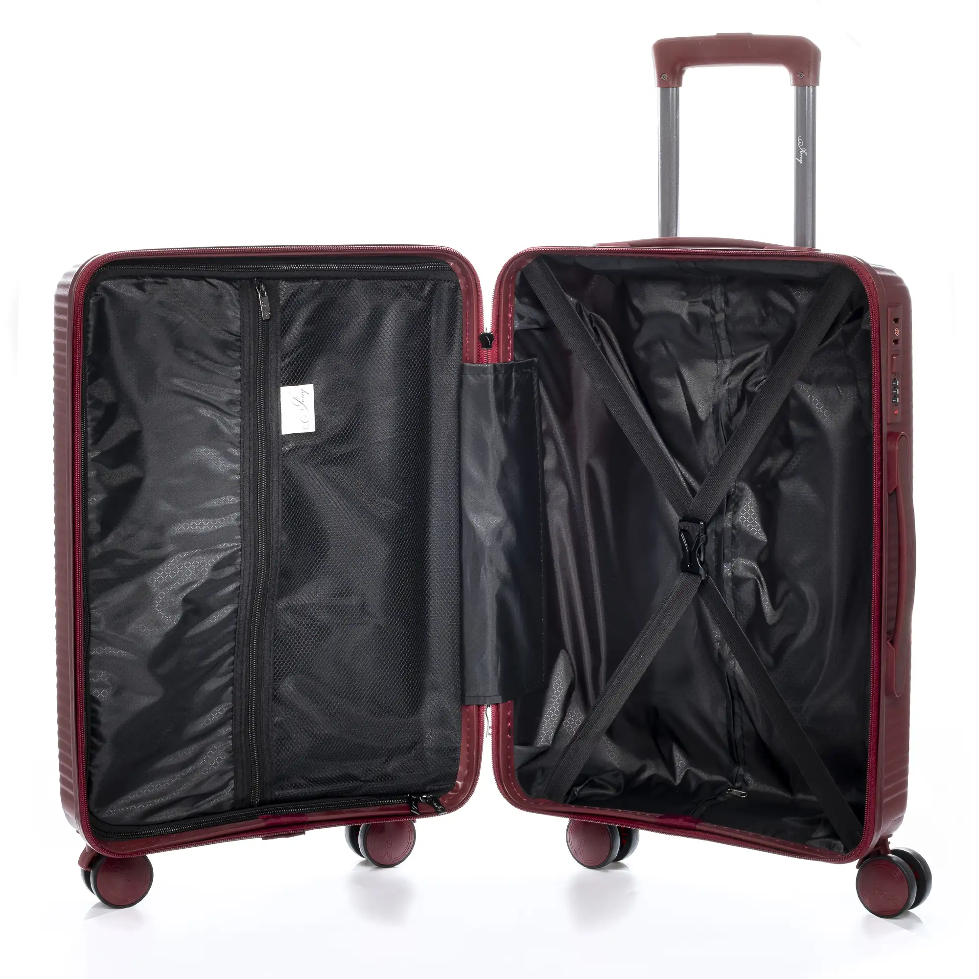 Juego de 2 maletas Trolley, en material ligero PP resistente a la rotura. Cerradura TSA numérica, 4 ruedas dobles giratorias 360°, extraíbles.