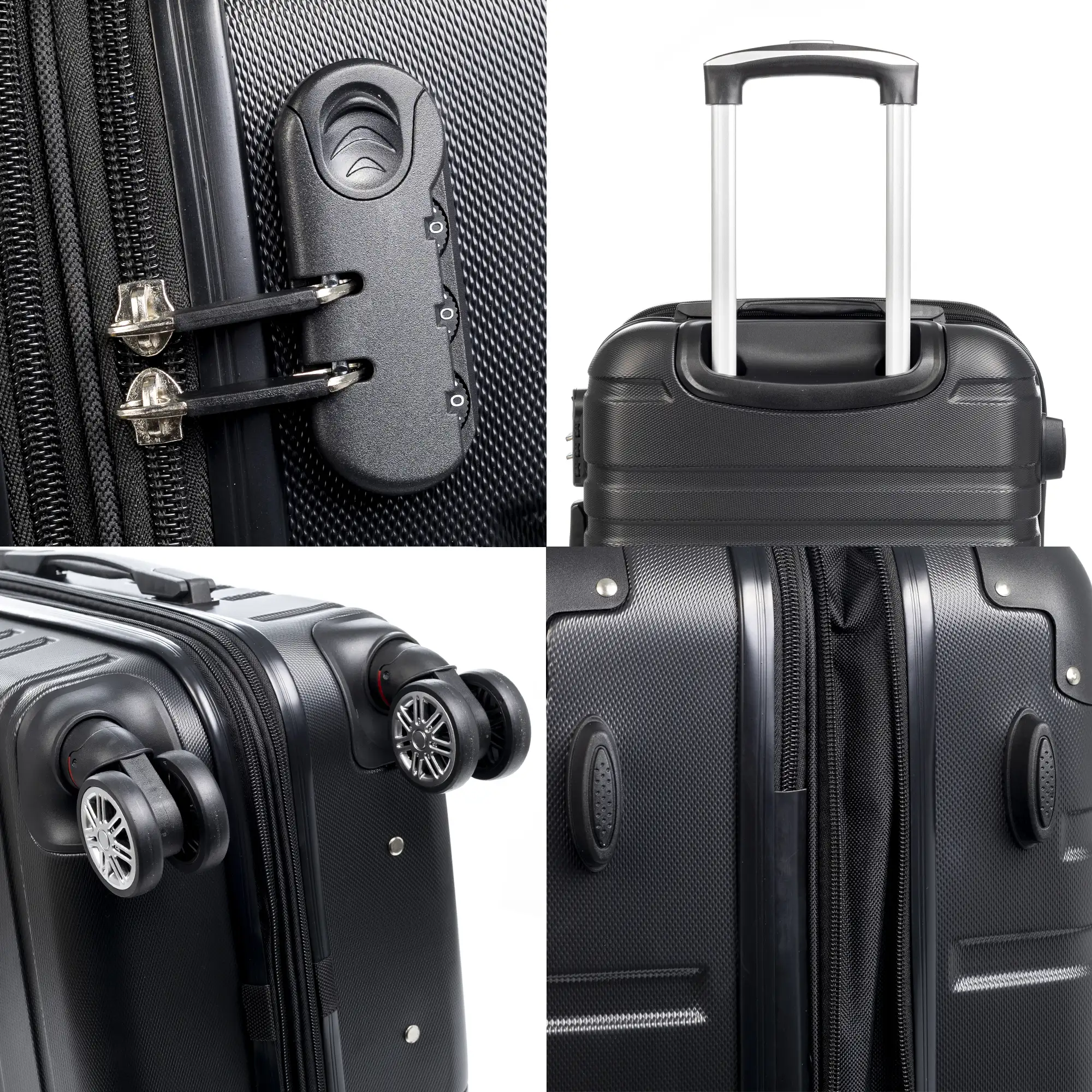 Maleta gran volumen Trolley extensible, en material ligero ABS de alta resistencia. Cerradura numérica, 4 ruedas dobles giratorias 360°.