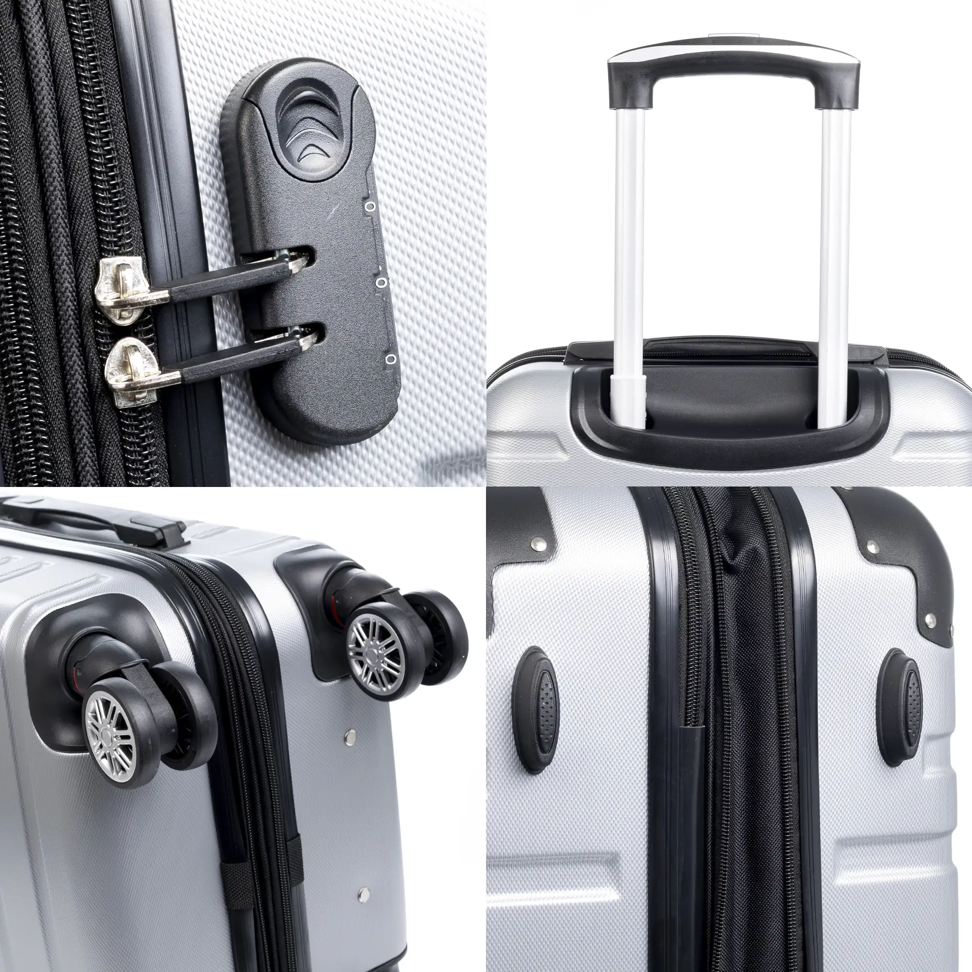 Maleta mediana Trolley extensible, en material ligero ABS de alta resistencia. Cerradura numérica, 4 ruedas dobles giratorias 360°.
