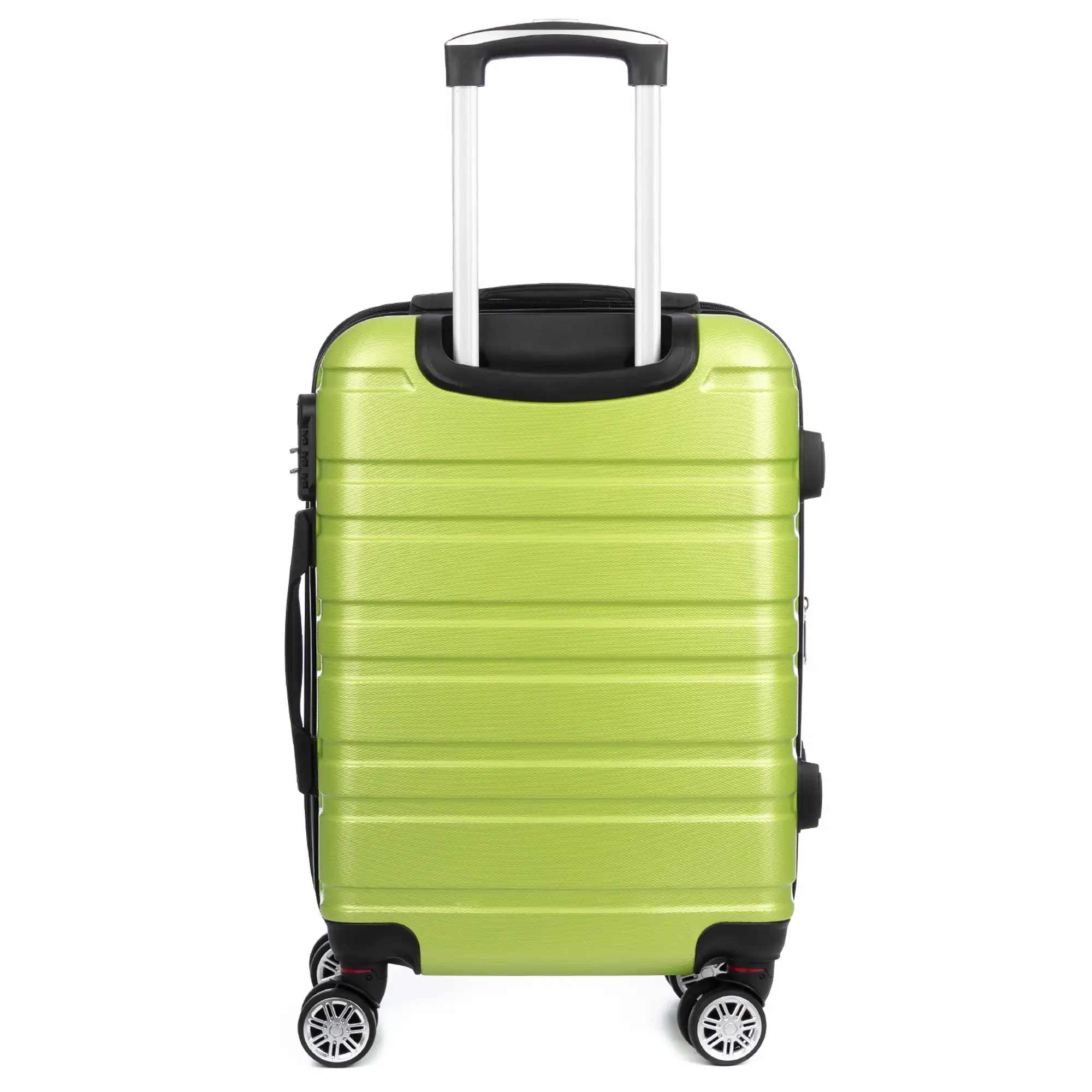 Juego de tres Maletas Trolley extensible, en material ligero ABS de alta resistencia. Cerradura numérica, 4 ruedas dobles giratorias 360°.