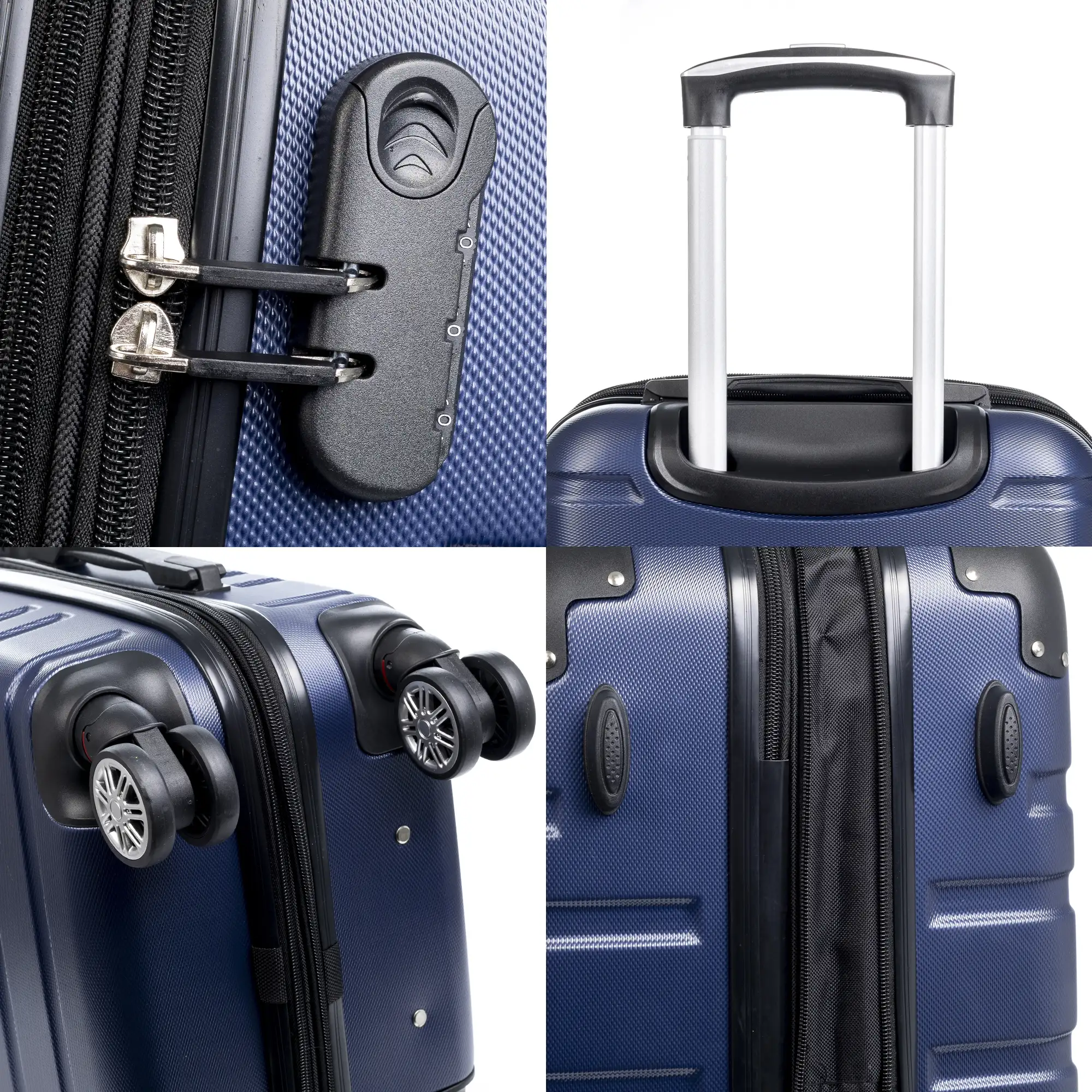 Maleta gran volumen Trolley extensible, en material ligero ABS de alta resistencia. Cerradura numérica, 4 ruedas dobles giratorias 360°.