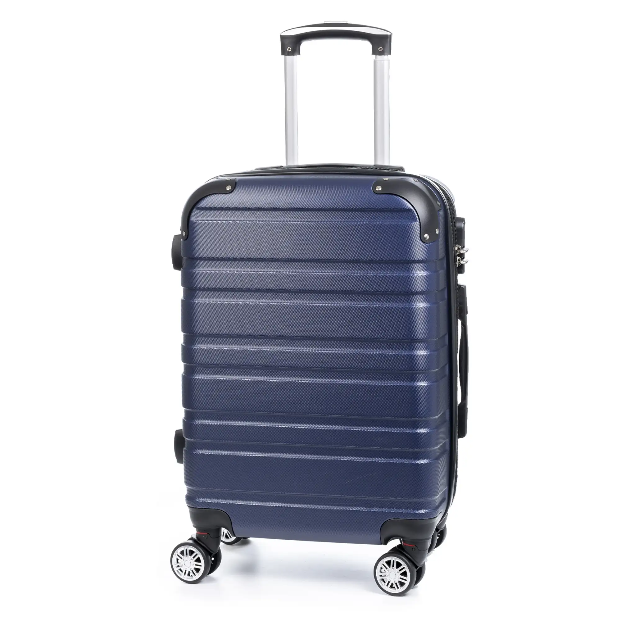 Maleta de cabina Trolley extensible, en material ligero ABS de alta resistencia. Cerradura numérica, 4 ruedas dobles giratorias 360°.