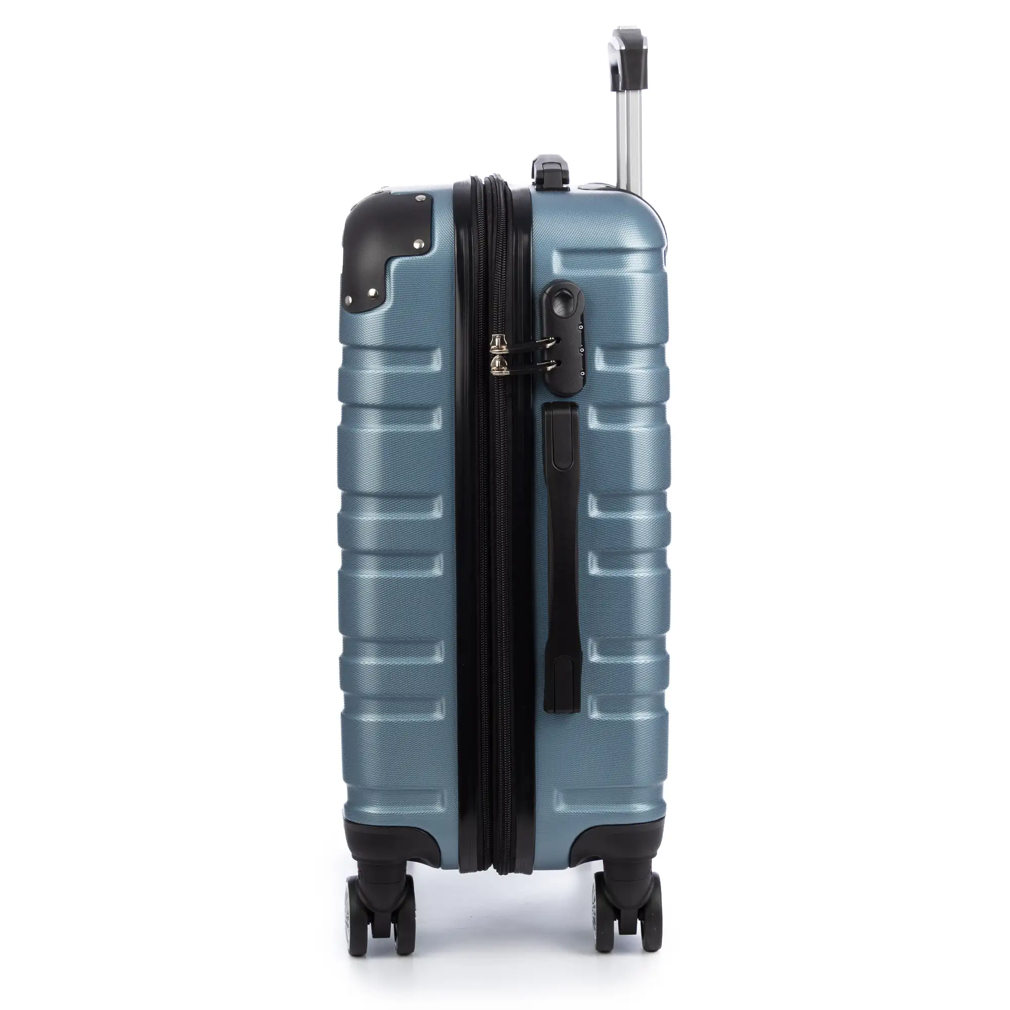 Juego de 3 maletas Trolley extensibles, en material ligero ABS de alta resistencia. Cerradura numérica, 4 ruedas dobles giratorias 360°.