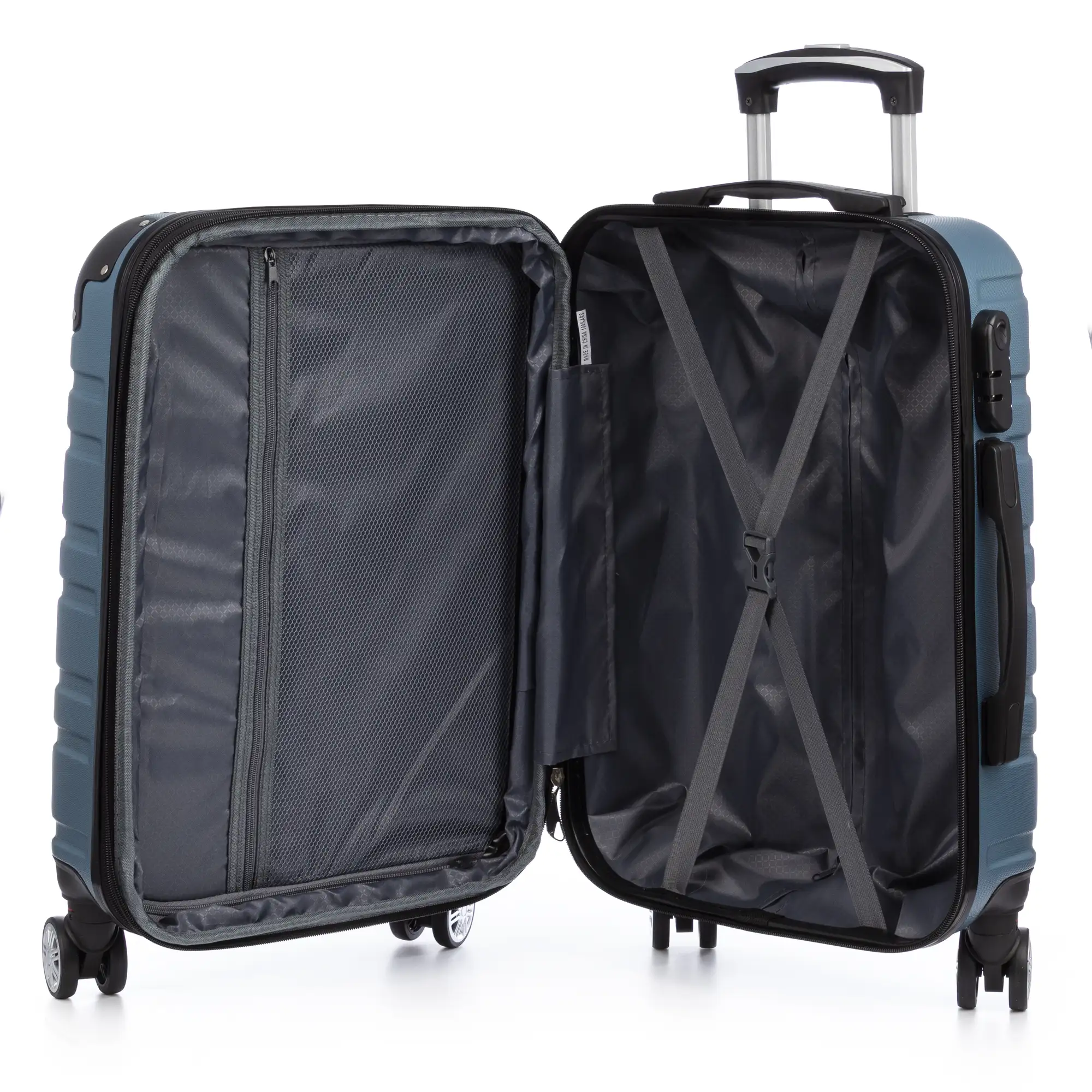 Juego de 3 maletas Trolley extensibles, en material ligero ABS de alta resistencia. Cerradura numérica, 4 ruedas dobles giratorias 360°.