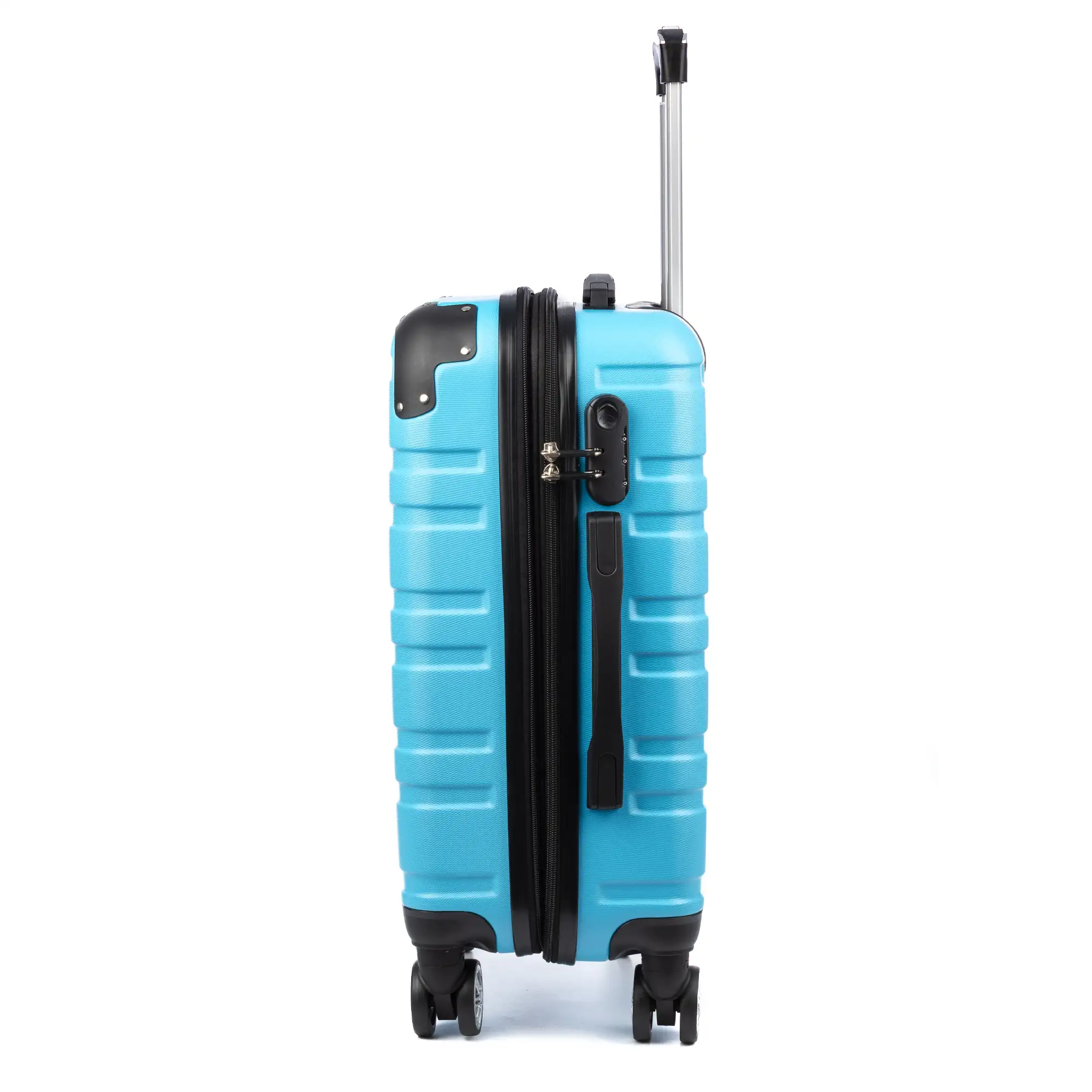 Juego de 3 maletas Trolley extensibles, en material ligero ABS de alta resistencia. Cerradura numérica, 4 ruedas dobles giratorias 360°.