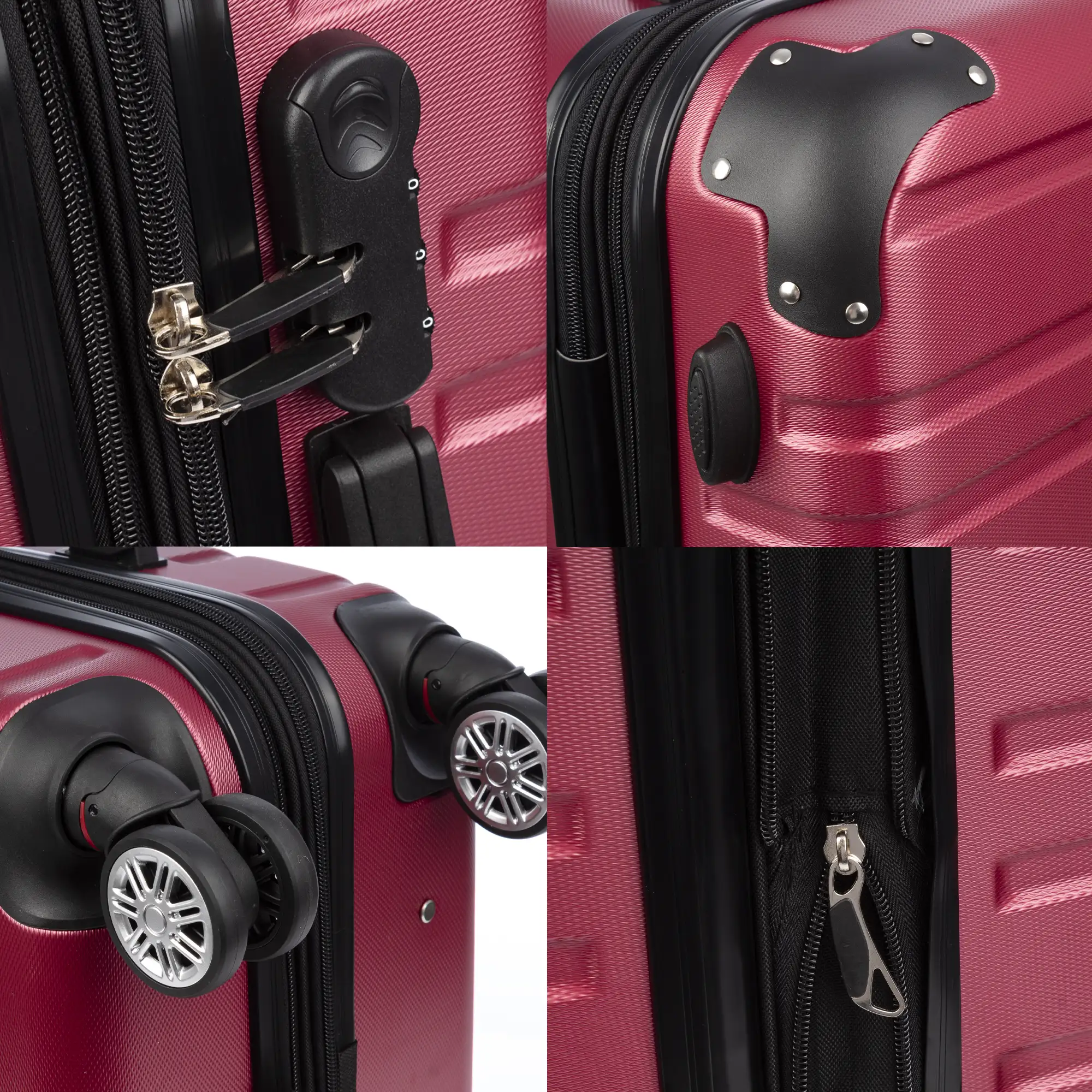 Juego de 3 maletas Trolley extensibles, en material ligero ABS de alta resistencia. Cerradura numérica, 4 ruedas dobles giratorias 360°.