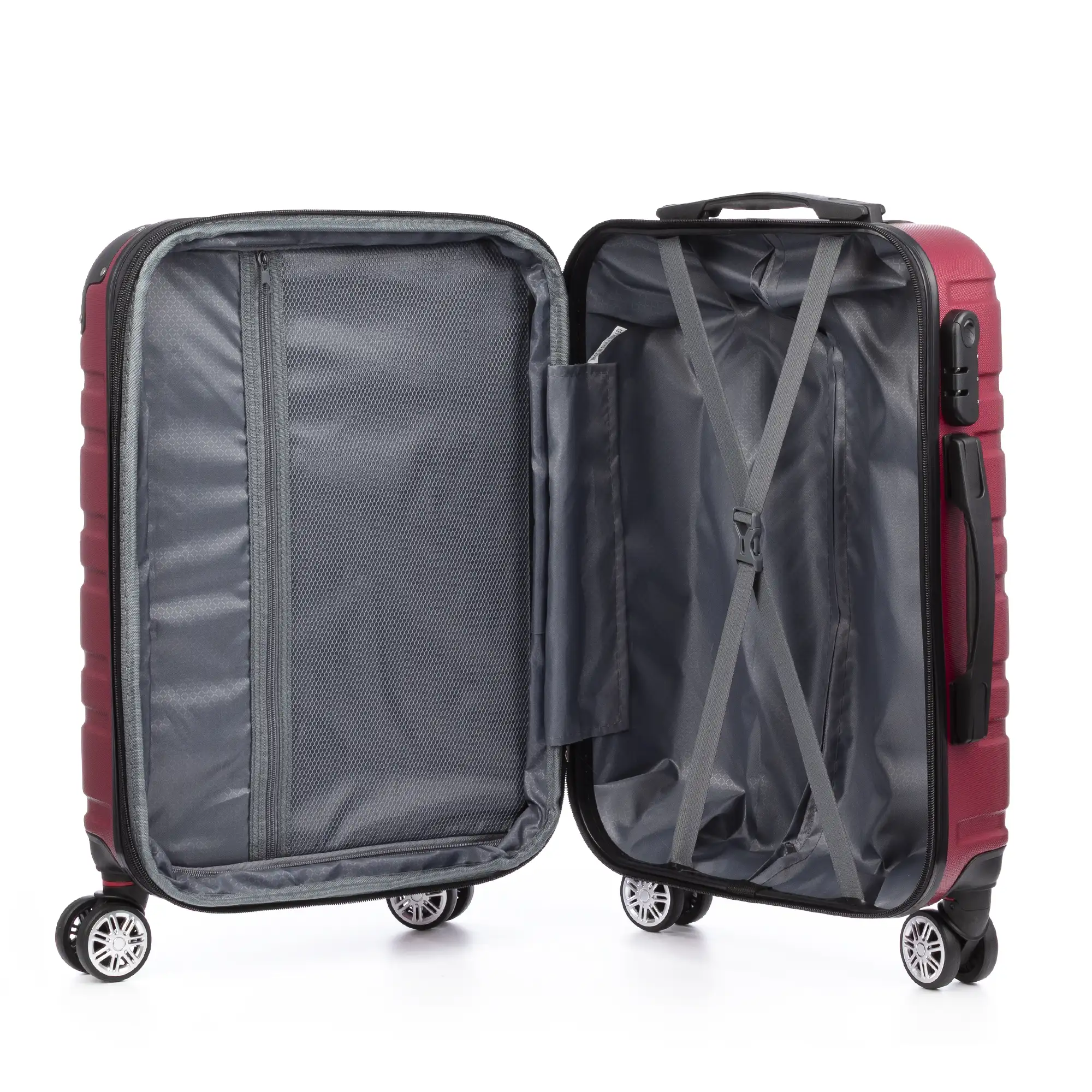 Juego de 3 maletas Trolley extensibles, en material ligero ABS de alta resistencia. Cerradura numérica, 4 ruedas dobles giratorias 360°.