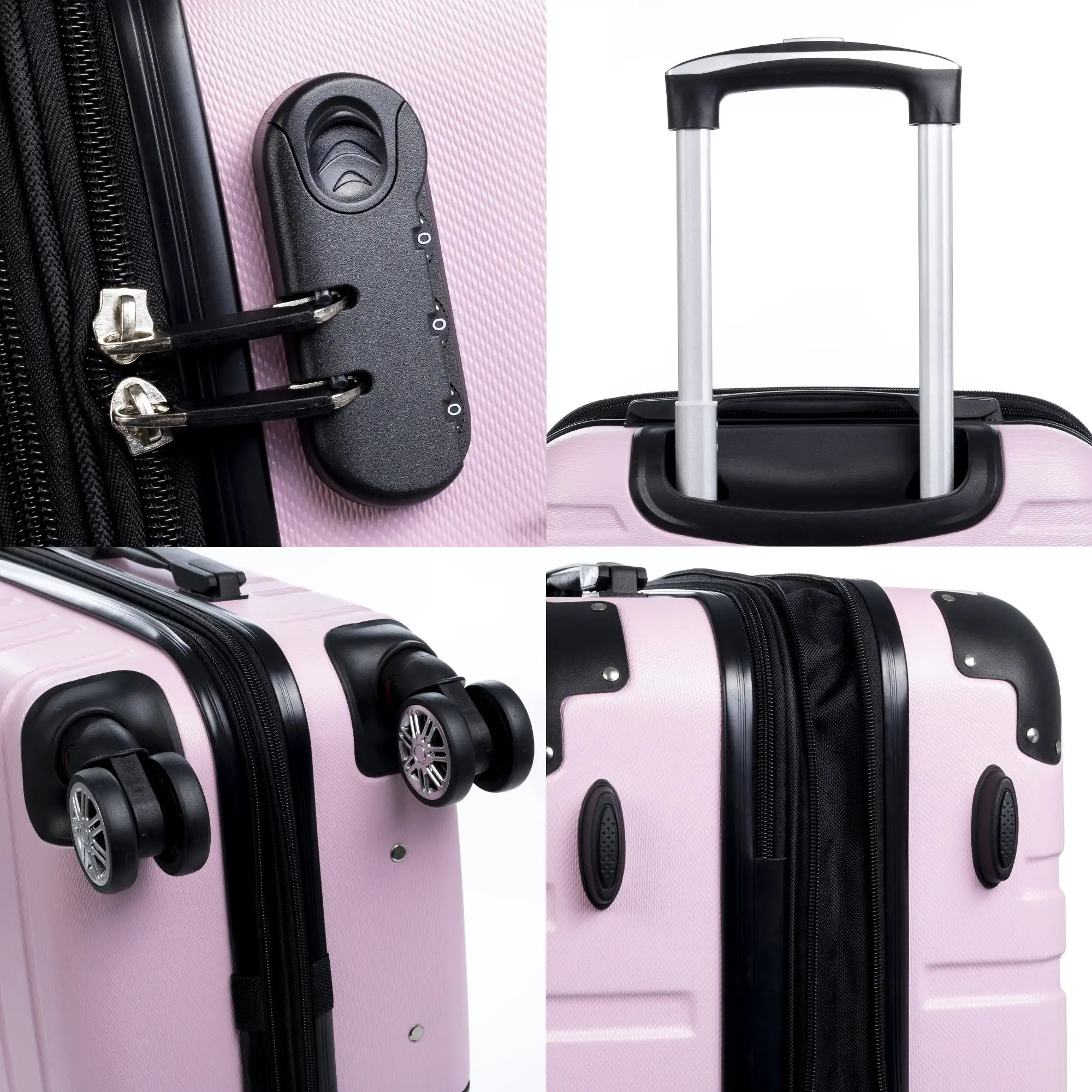 Maleta mediana Trolley extensible, en material ligero ABS de alta resistencia. Cerradura numérica, 4 ruedas dobles giratorias 360°.
