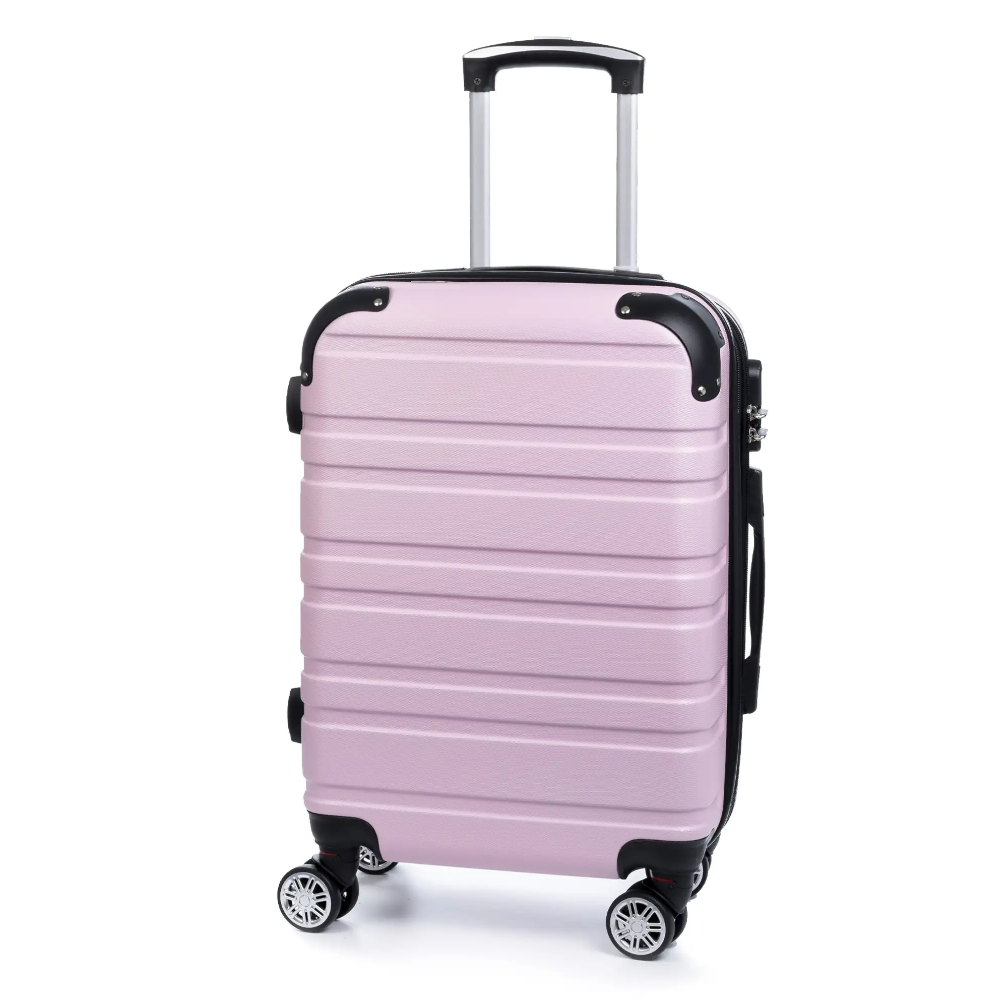 Maleta de cabina Trolley extensible, en material ligero ABS de alta resistencia. Cerradura numérica, 4 ruedas dobles giratorias 360°.