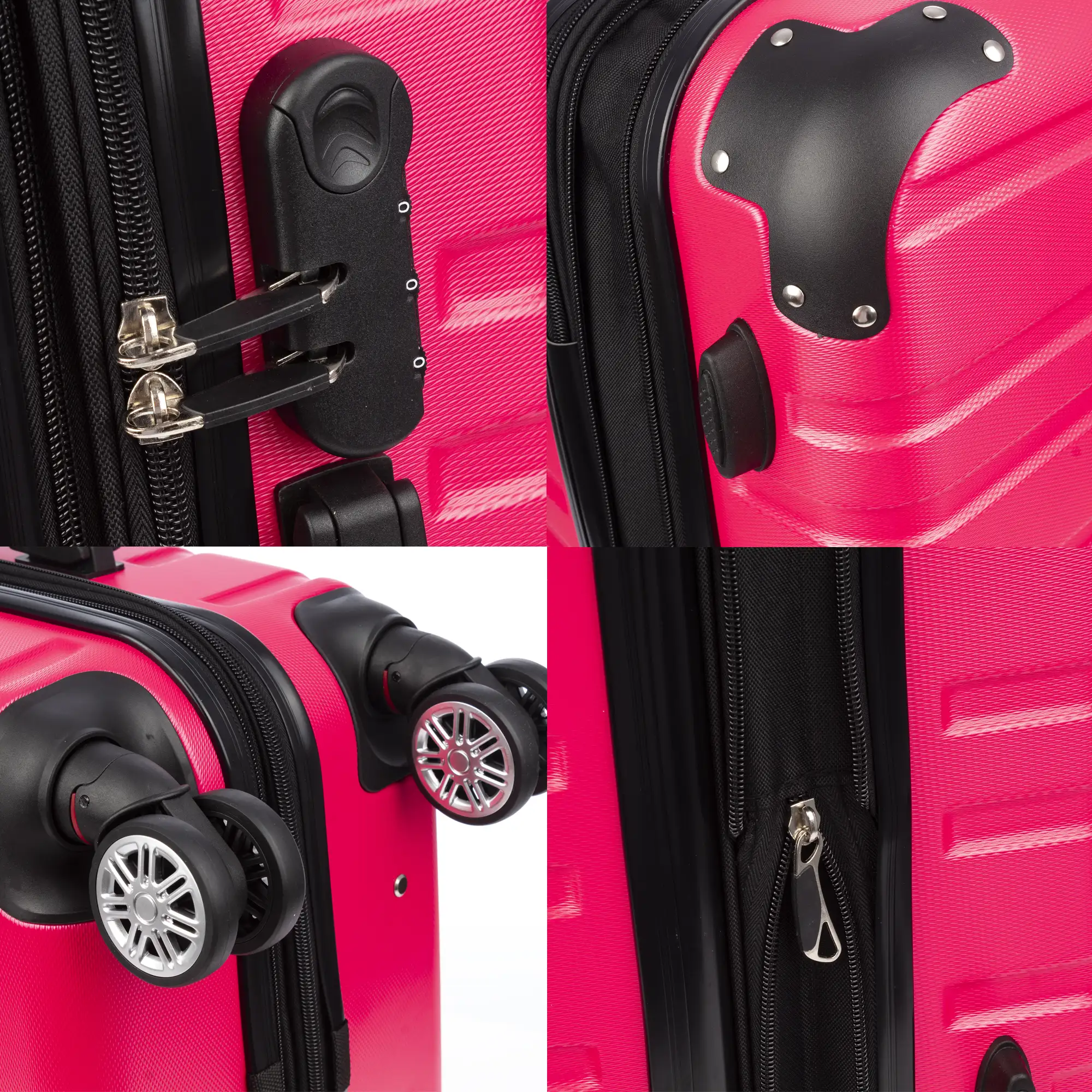 Juego de 3 maletas Trolley extensibles, en material ligero ABS de alta resistencia. Cerradura numérica, 4 ruedas dobles giratorias 360°.