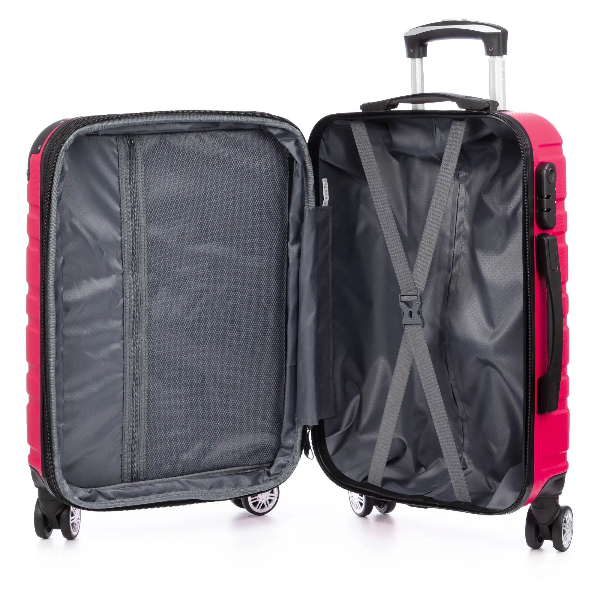 Juego de 3 maletas Trolley extensibles, en material ligero ABS de alta resistencia. Cerradura numérica, 4 ruedas dobles giratorias 360°.