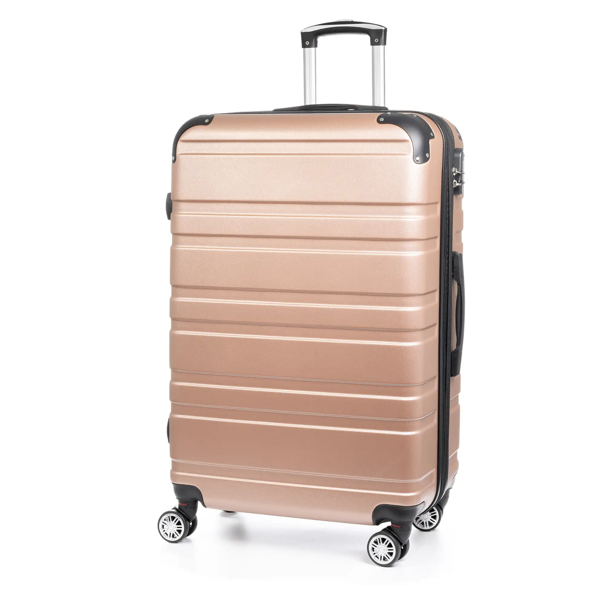 Maleta gran volumen Trolley extensible, en material ligero ABS de alta resistencia. Cerradura numérica, 4 ruedas dobles giratorias 360°.