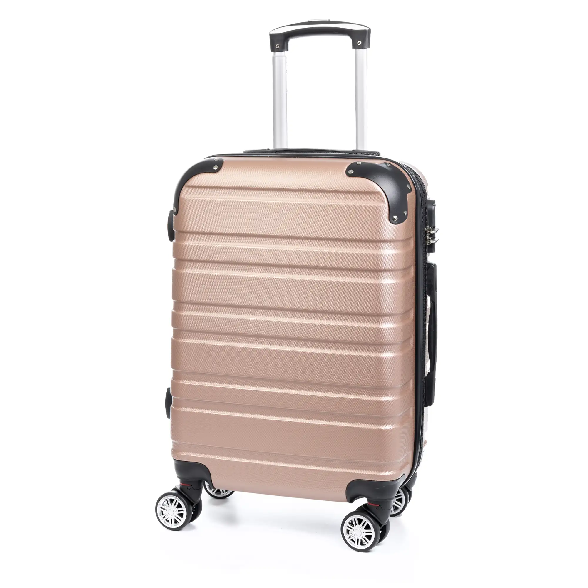 Maleta de cabina Trolley extensible, en material ligero ABS de alta resistencia. Cerradura numérica, 4 ruedas dobles giratorias 360°.