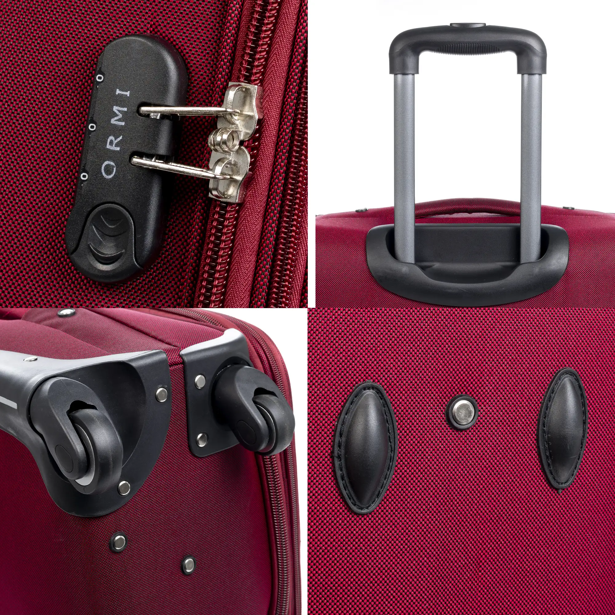 Juego de 3 maletas Trolley extensibles de tela, semirrígidas. Cerradura numérica, 4 ruedas giratorias 360°.