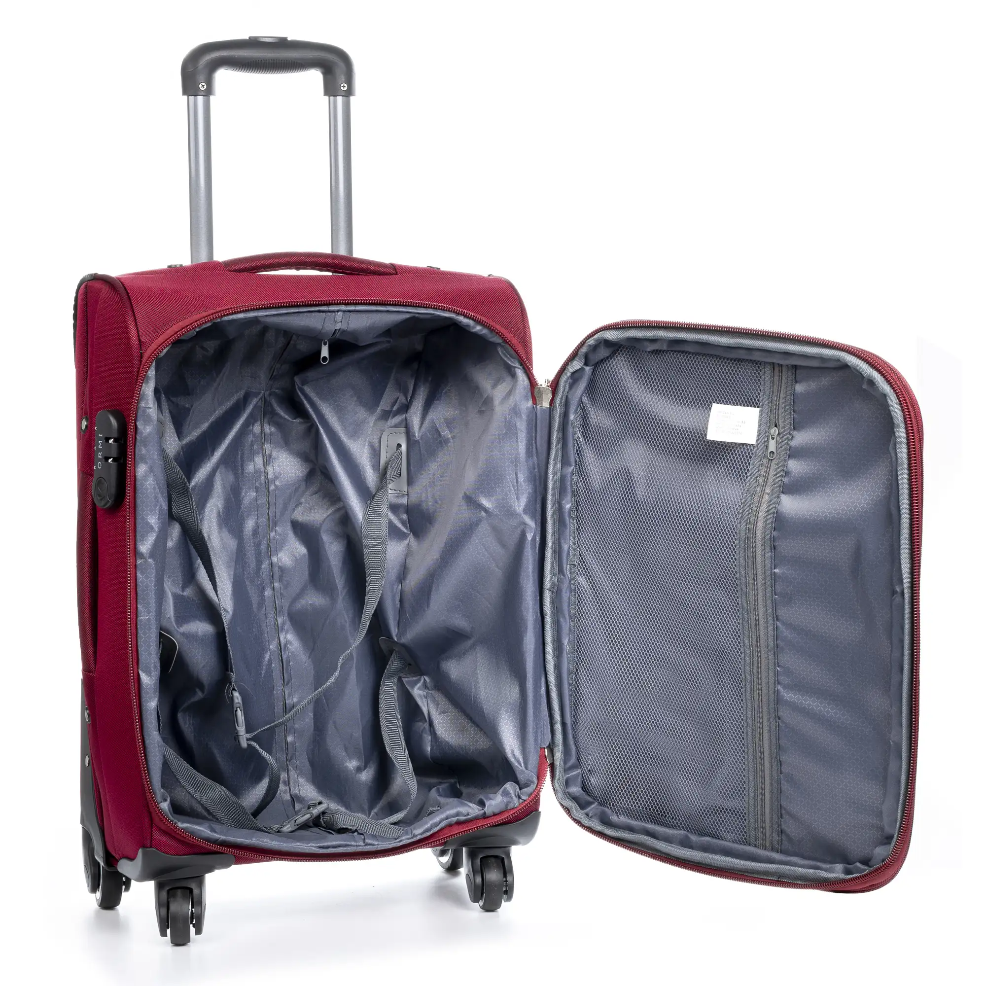 Juego de 3 maletas Trolley extensibles de tela, semirrígidas. Cerradura numérica, 4 ruedas giratorias 360°.
