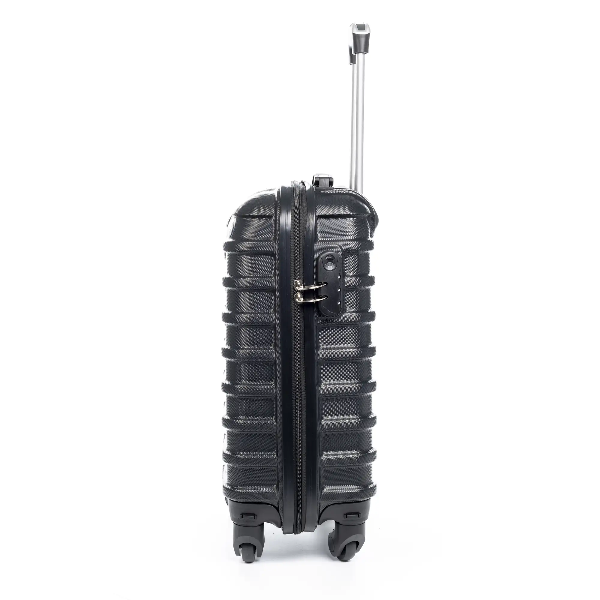 Maleta Trolley de cabina, en material ligero ABS de alta resistencia. Cerradura numérica, 4 ruedas giratorias 360°.
