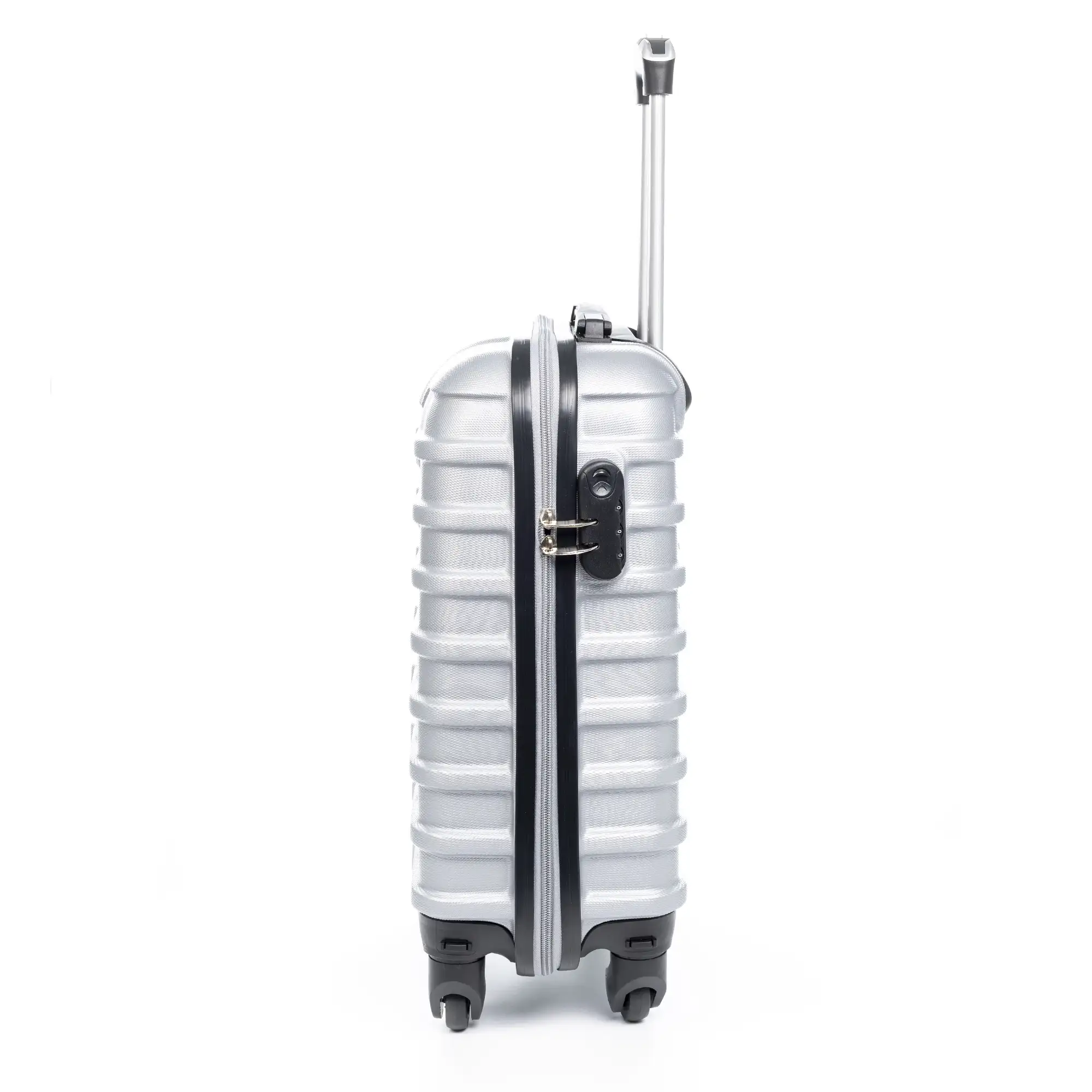 Maleta Trolley de cabina, en material ligero ABS de alta resistencia. Cerradura numérica, 4 ruedas giratorias 360°.