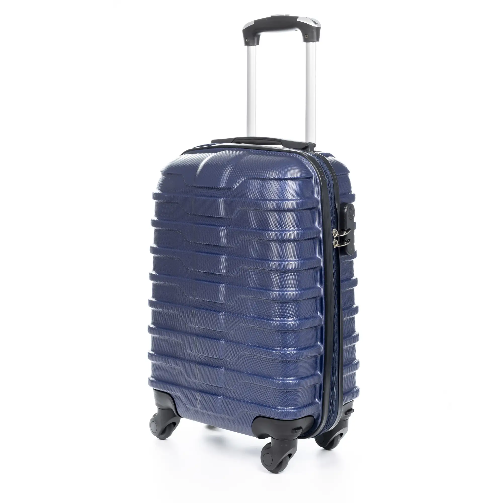 Maleta Trolley de cabina, en material ligero ABS de alta resistencia. Cerradura numérica, 4 ruedas giratorias 360°.