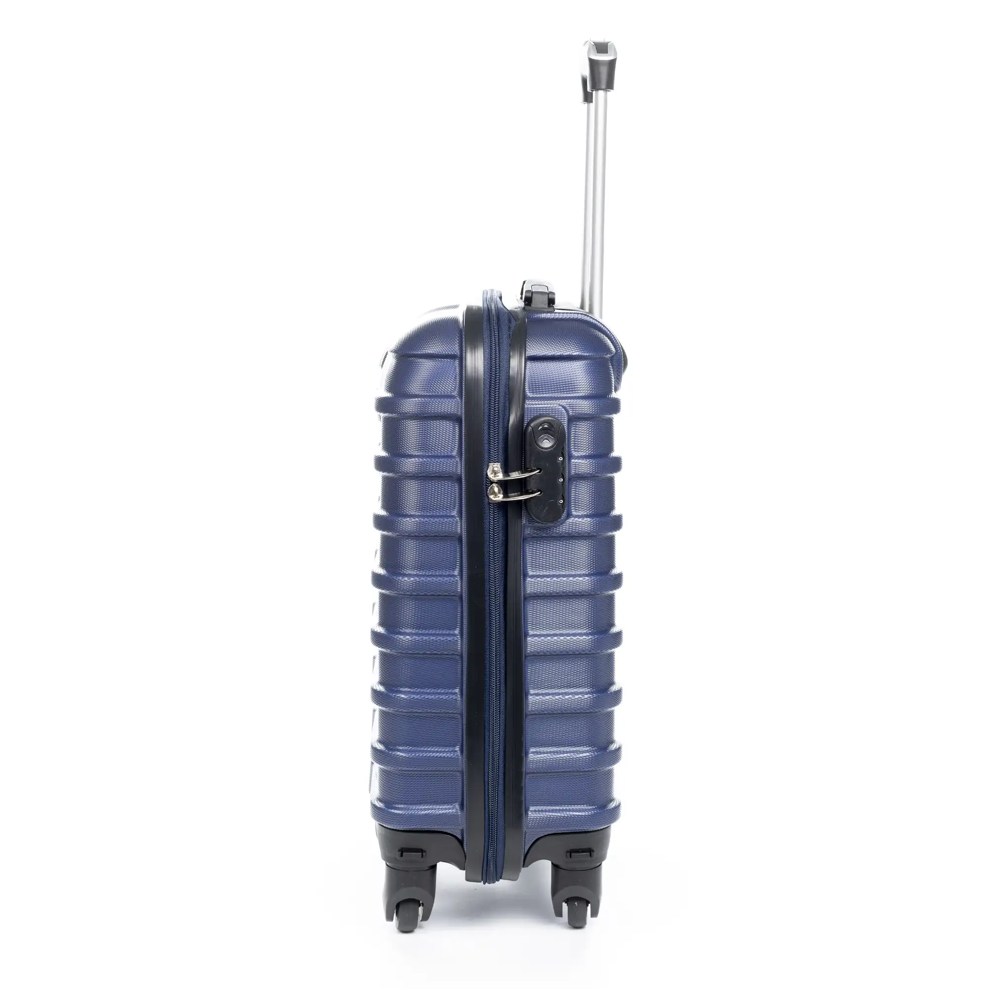 Maleta Trolley de cabina, en material ligero ABS de alta resistencia. Cerradura numérica, 4 ruedas giratorias 360°.