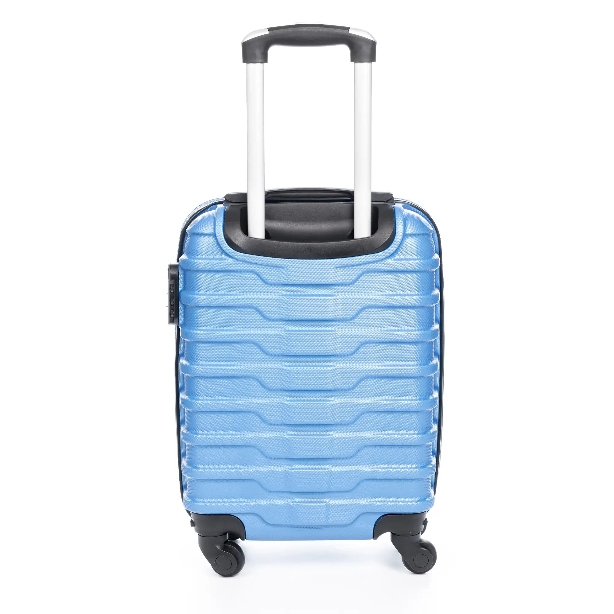 Maleta Trolley de cabina, en material ligero ABS de alta resistencia. Cerradura numérica, 4 ruedas giratorias 360°.