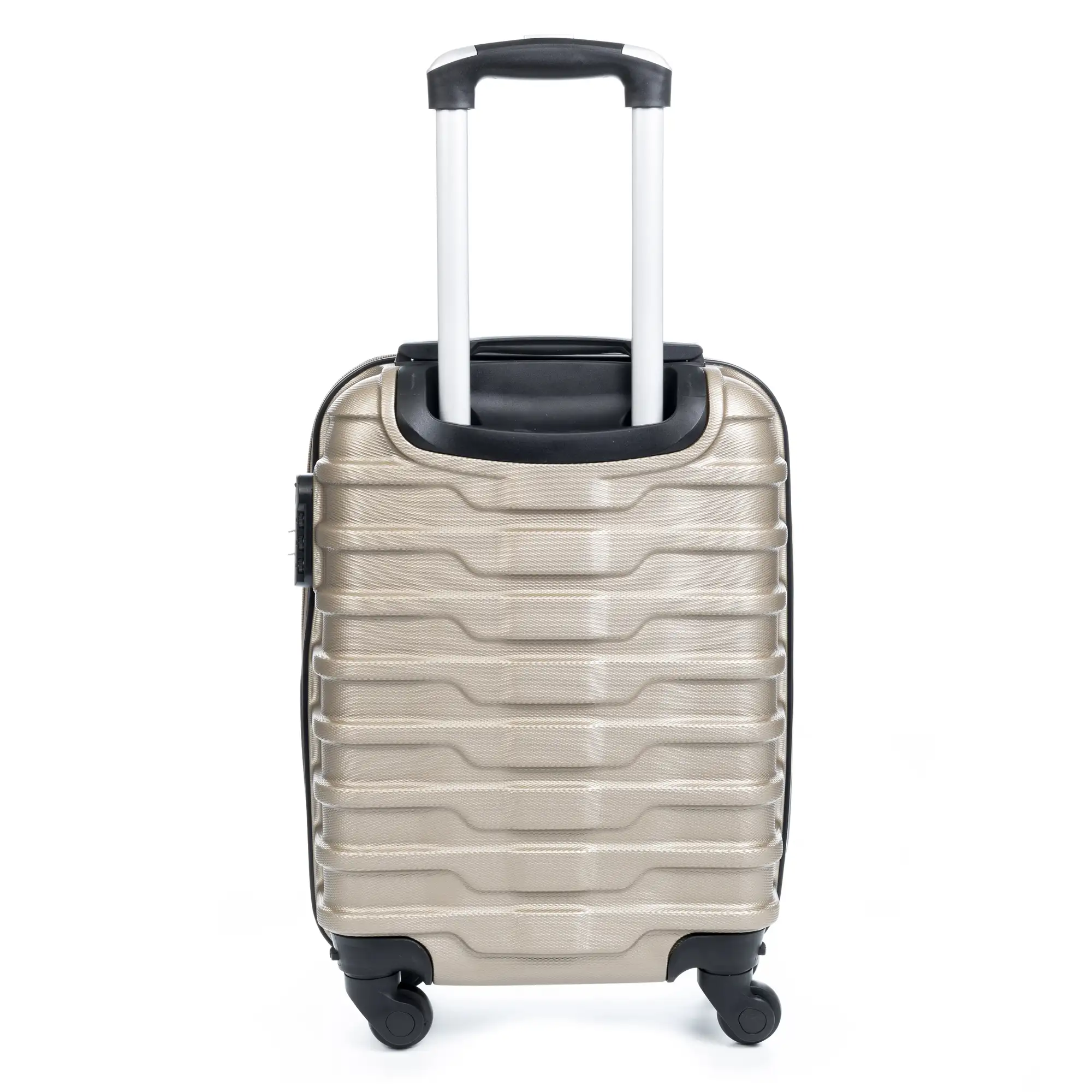 Maleta Trolley de cabina, en material ligero ABS de alta resistencia. Cerradura numérica, 4 ruedas giratorias 360°.