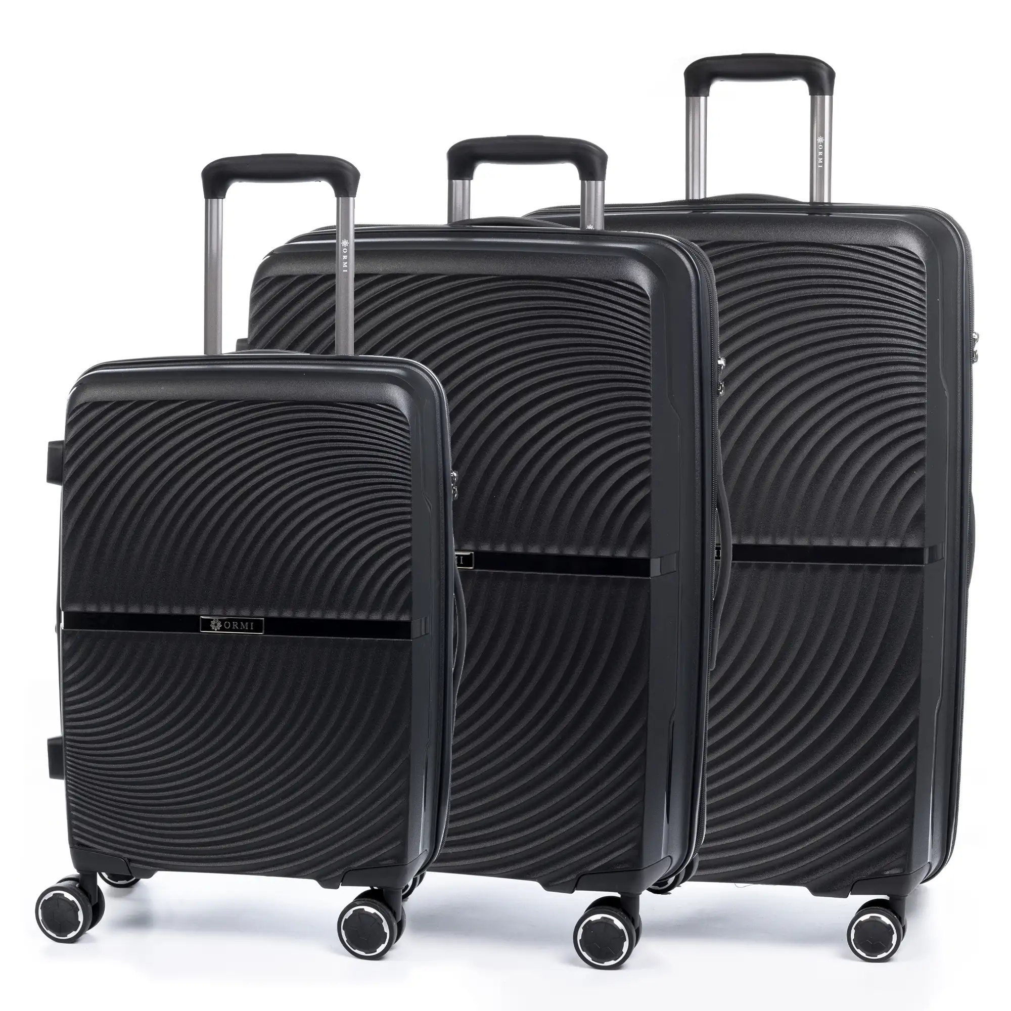 Juego de 3 maletas Trolley extensibles, en material ligero PP resistente a la rotura. Cerradura TSA numérica, 4 ruedas dobles giratorias 360°.
