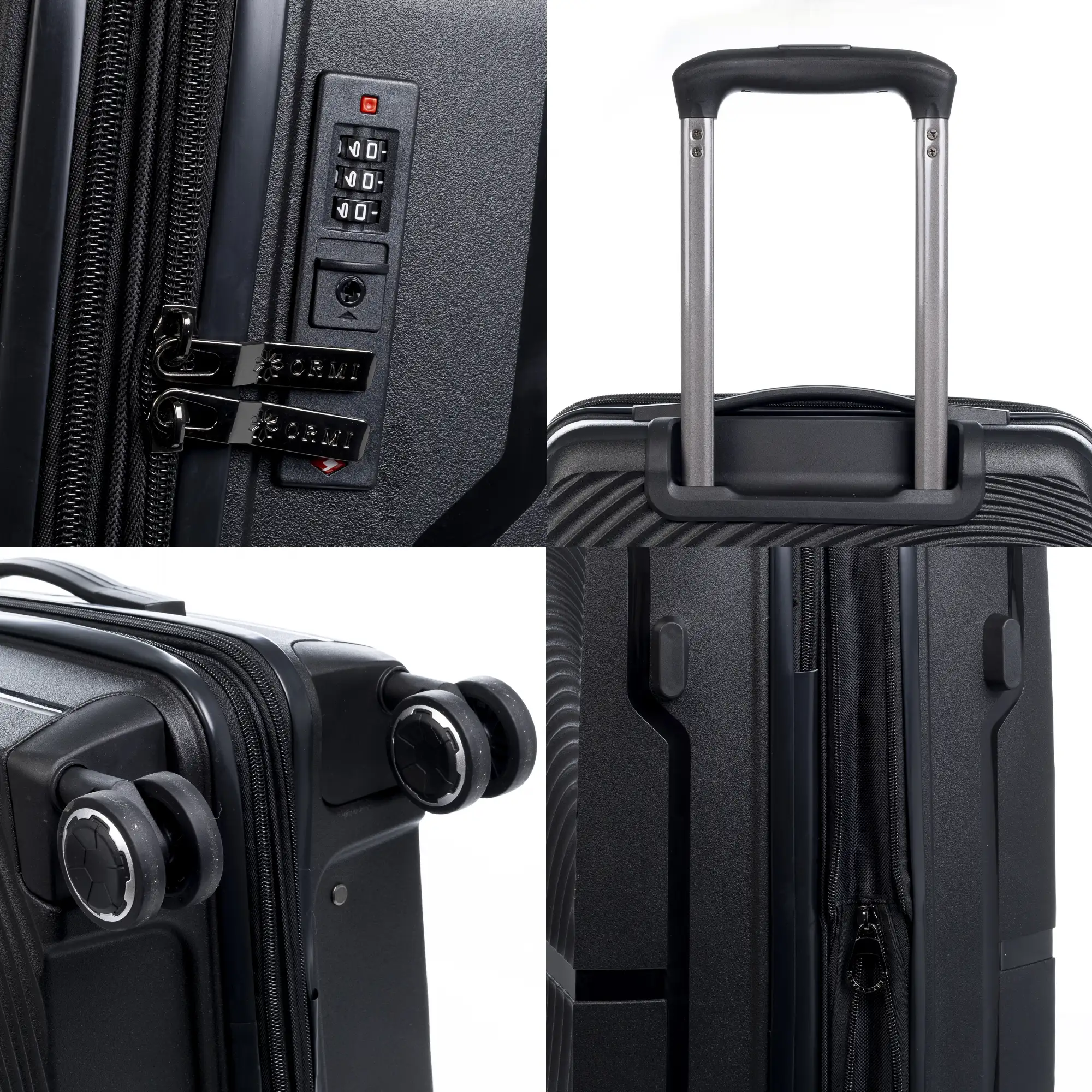 Juego de 3 maletas Trolley extensibles, en material ligero PP resistente a la rotura. Cerradura TSA numérica, 4 ruedas dobles giratorias 360°.