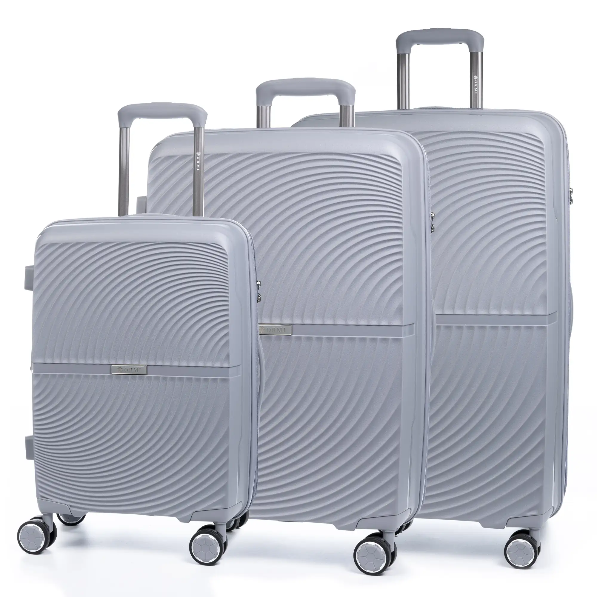 Juego de 3 maletas Trolley extensibles, en material ligero PP resistente a la rotura. Cerradura TSA numérica, 4 ruedas dobles giratorias 360°.