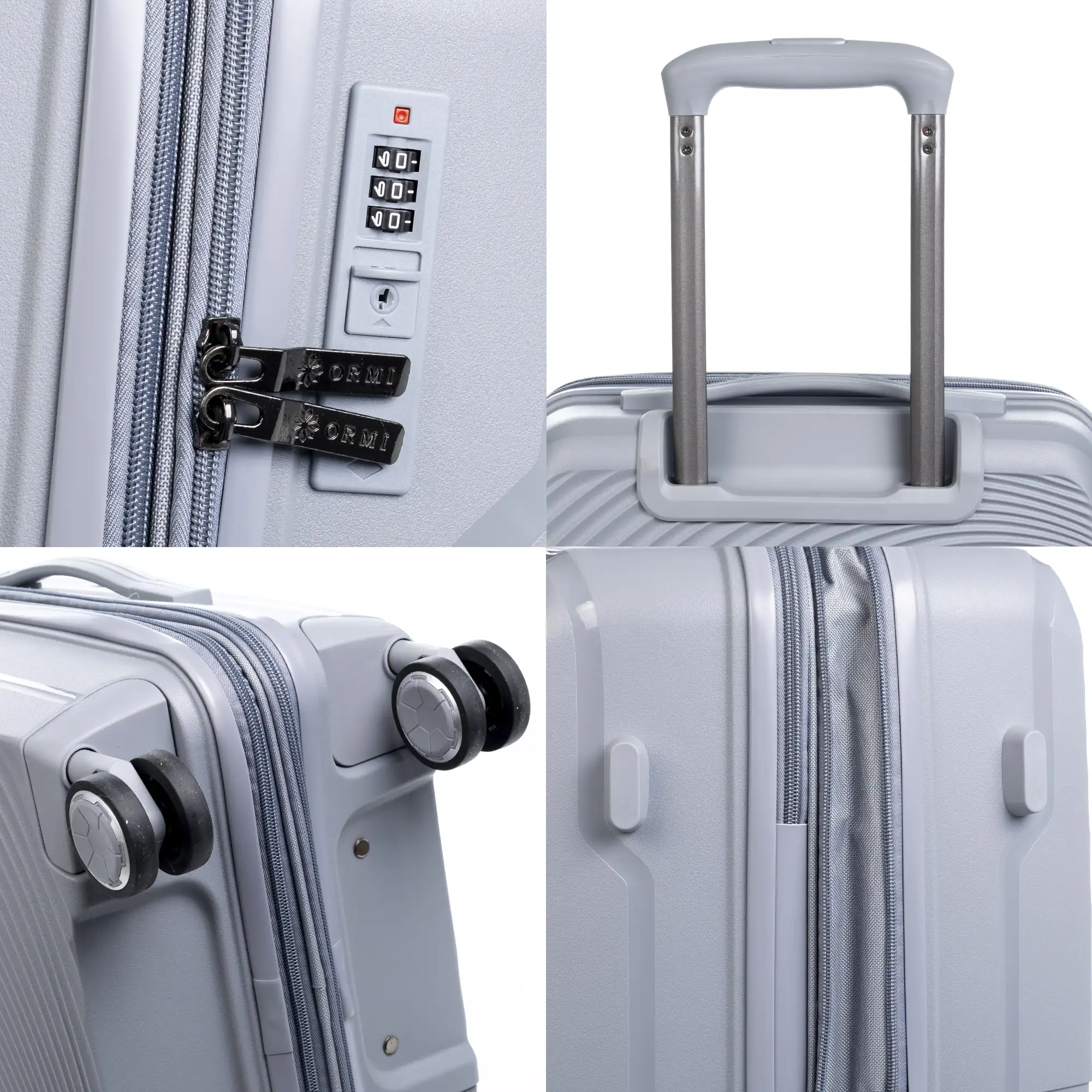 Juego de 3 maletas Trolley extensibles, en material ligero PP resistente a la rotura. Cerradura TSA numérica, 4 ruedas dobles giratorias 360°.