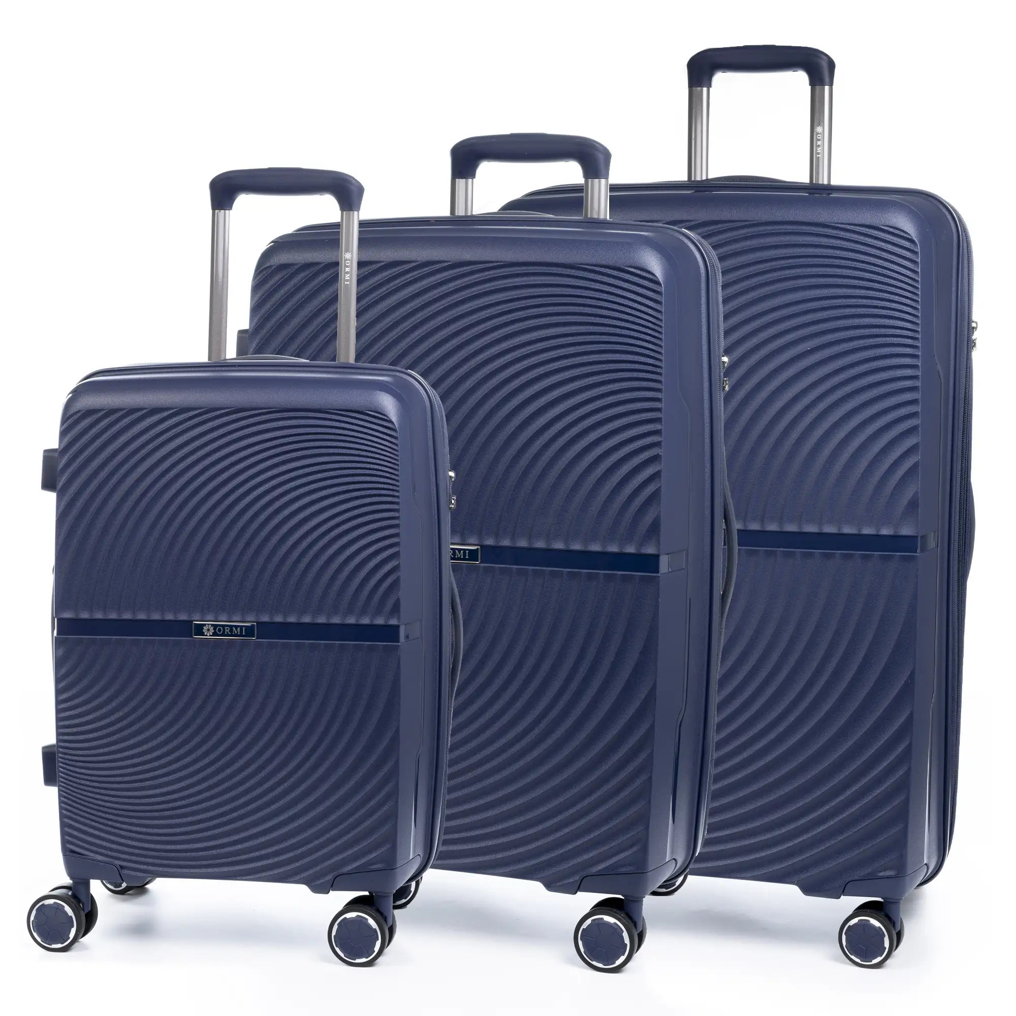 Juego de 3 maletas Trolley extensibles, en material ligero PP resistente a la rotura. Cerradura TSA numérica, 4 ruedas dobles giratorias 360°.