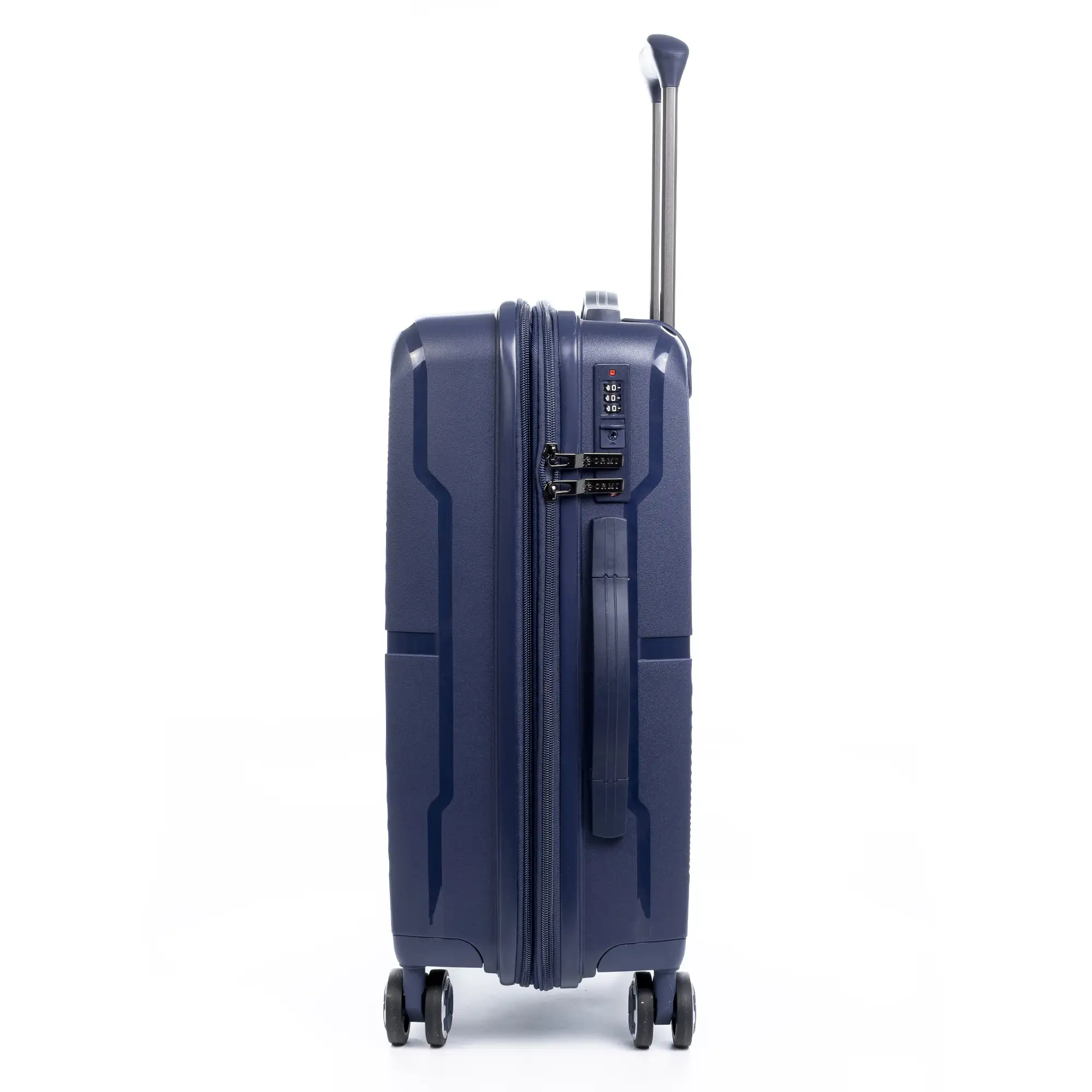 Juego de 3 maletas Trolley extensibles, en material ligero PP resistente a la rotura. Cerradura TSA numérica, 4 ruedas dobles giratorias 360°.