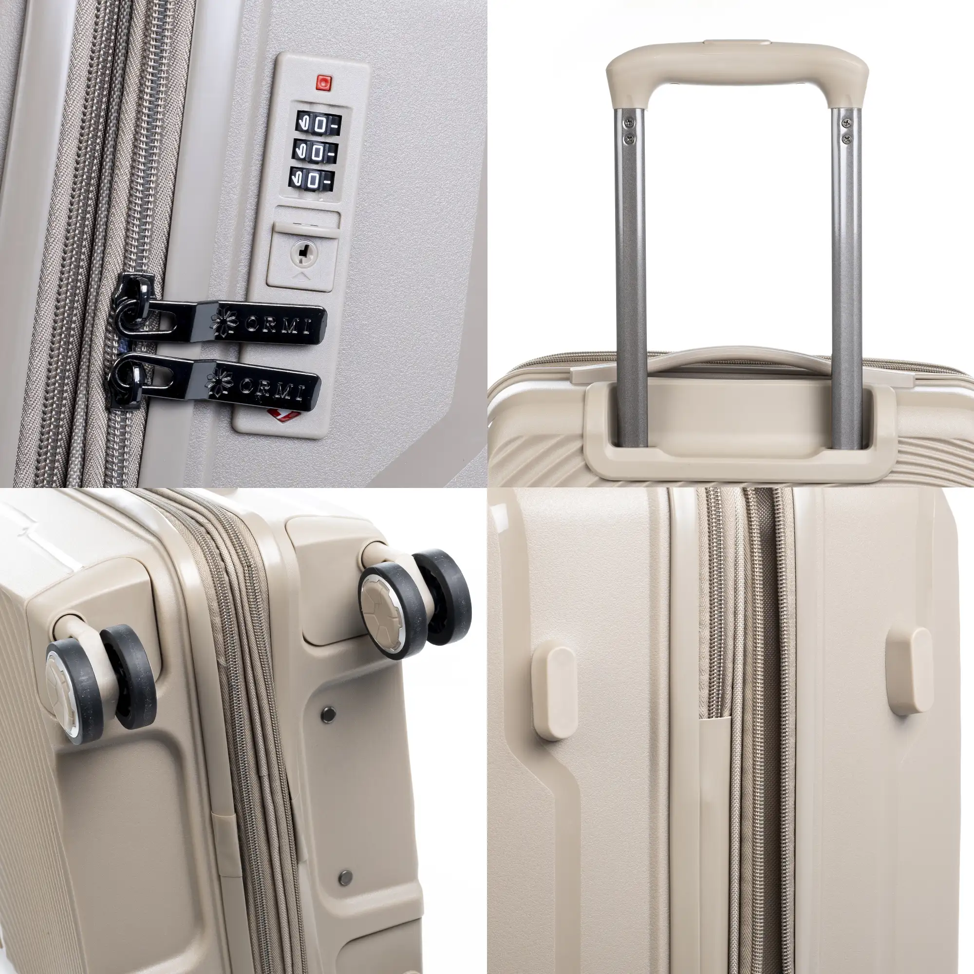 Juego de 3 maletas Trolley extensibles, en material ligero PP resistente a la rotura. Cerradura TSA numérica, 4 ruedas dobles giratorias 360°.