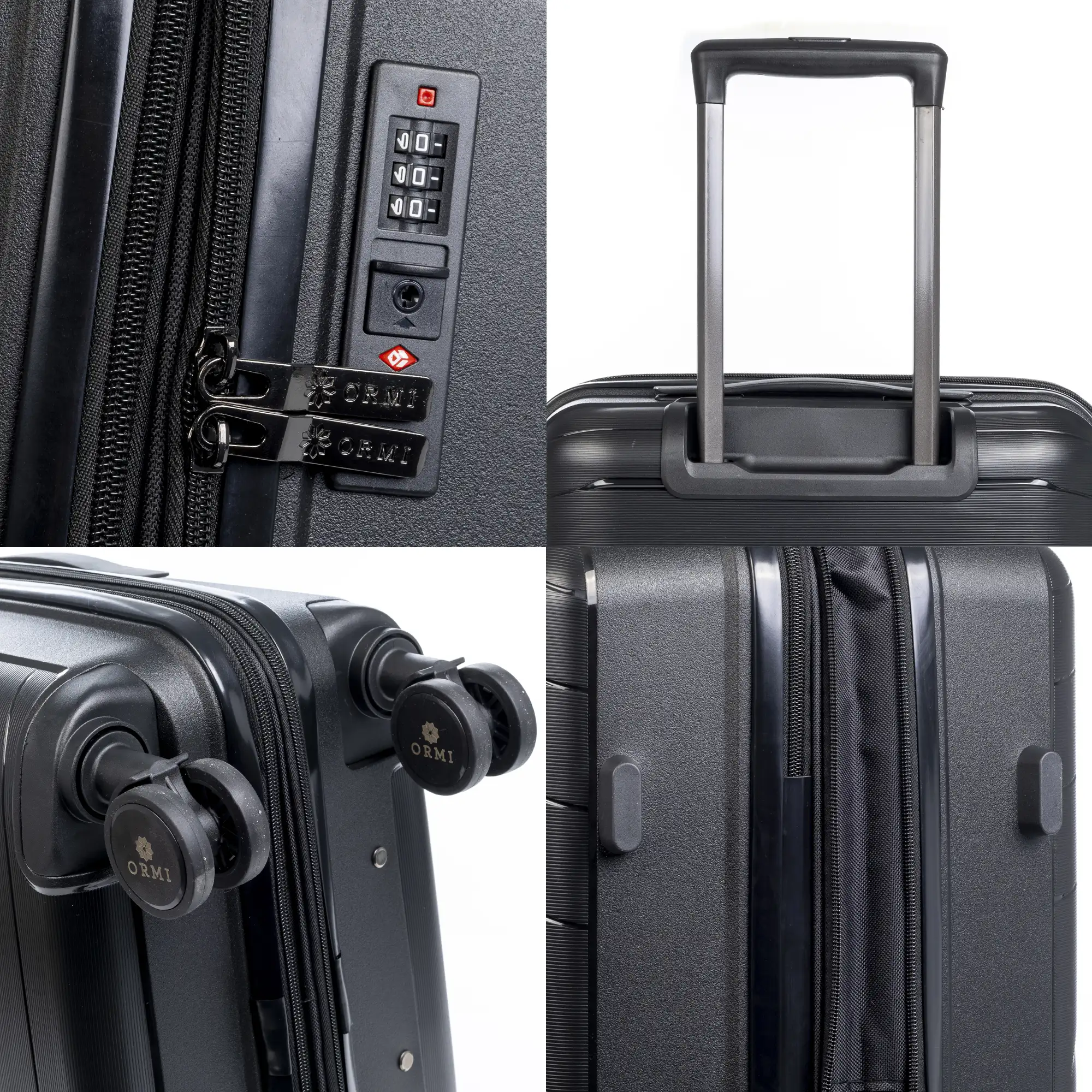 Juego de 3 maletas Trolley extensibles, en material ligero PP resistente a la rotura. Cerradura TSA numérica, 4 ruedas dobles giratorias 360°.