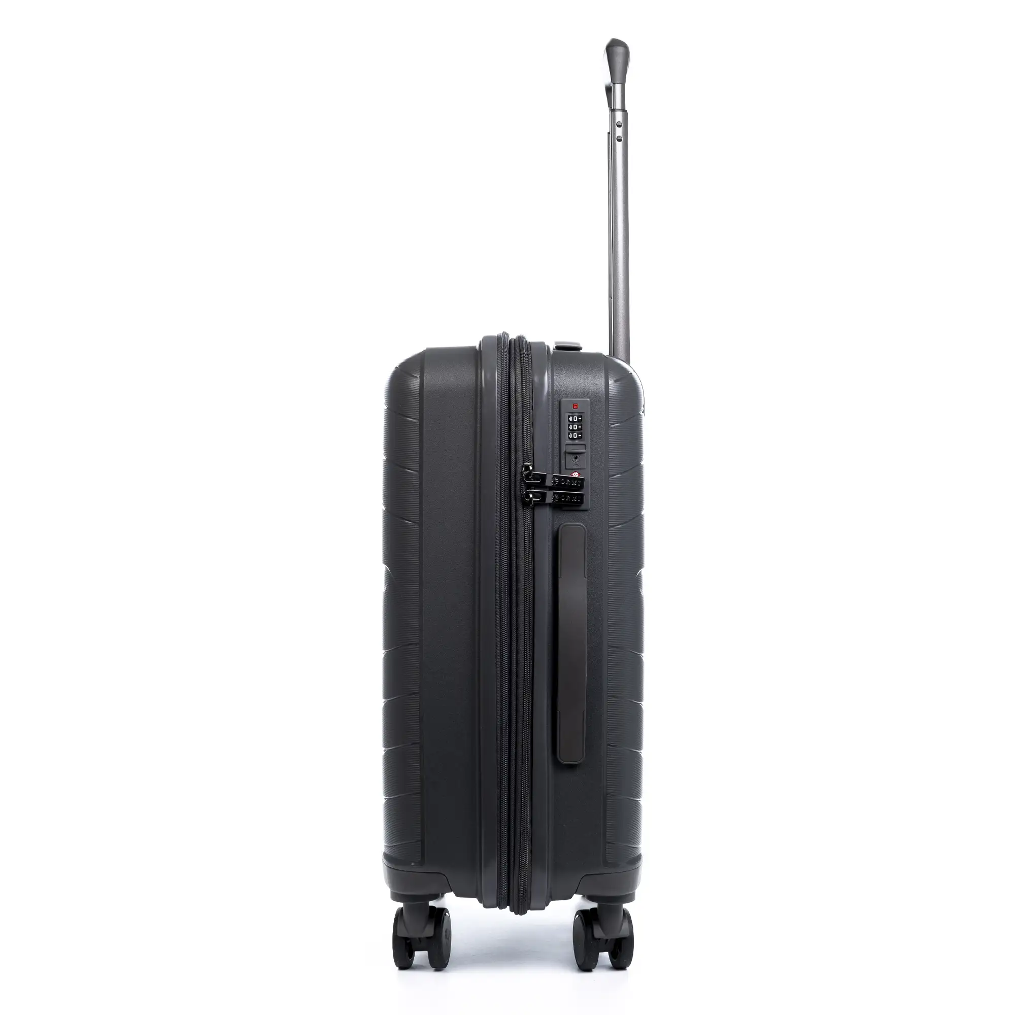Juego de 3 maletas Trolley extensibles, en material ligero PP resistente a la rotura. Cerradura TSA numérica, 4 ruedas dobles giratorias 360°.