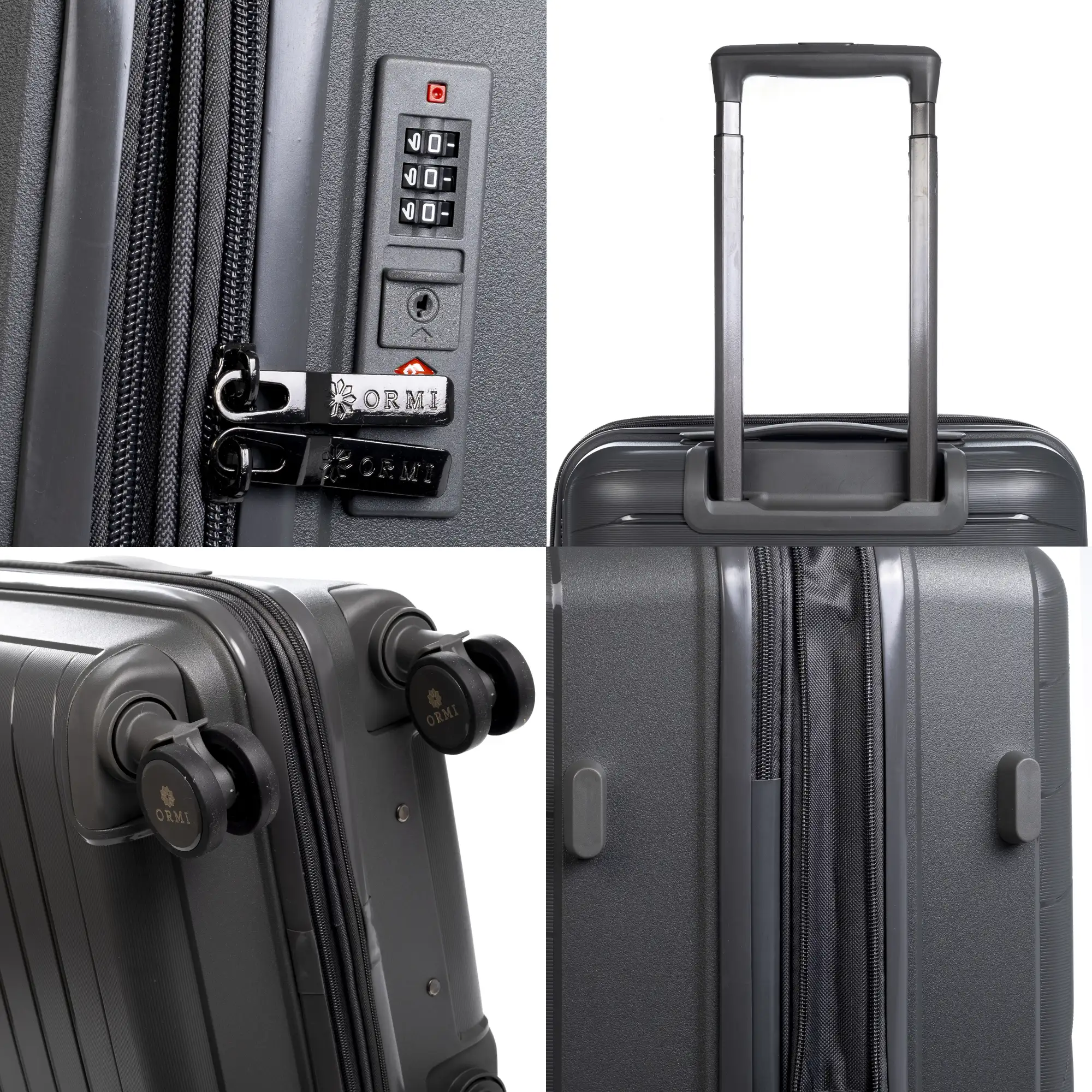 Juego de 3 maletas Trolley extensibles, en material ligero PP resistente a la rotura. Cerradura TSA numérica, 4 ruedas dobles giratorias 360°.