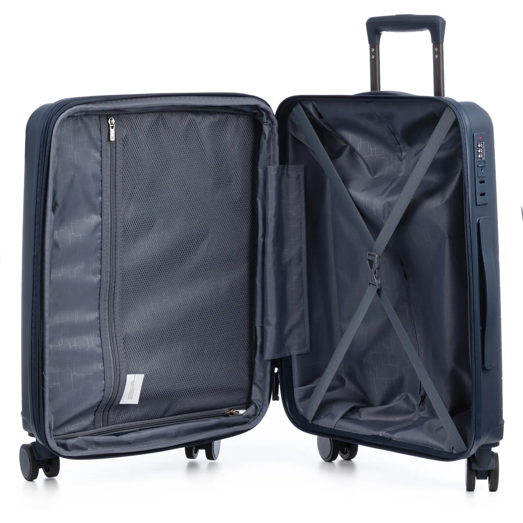 Juego de 3 maletas Trolley extensibles, en material ligero PP resistente a la rotura. Cerradura TSA numérica, 4 ruedas dobles giratorias 360°.