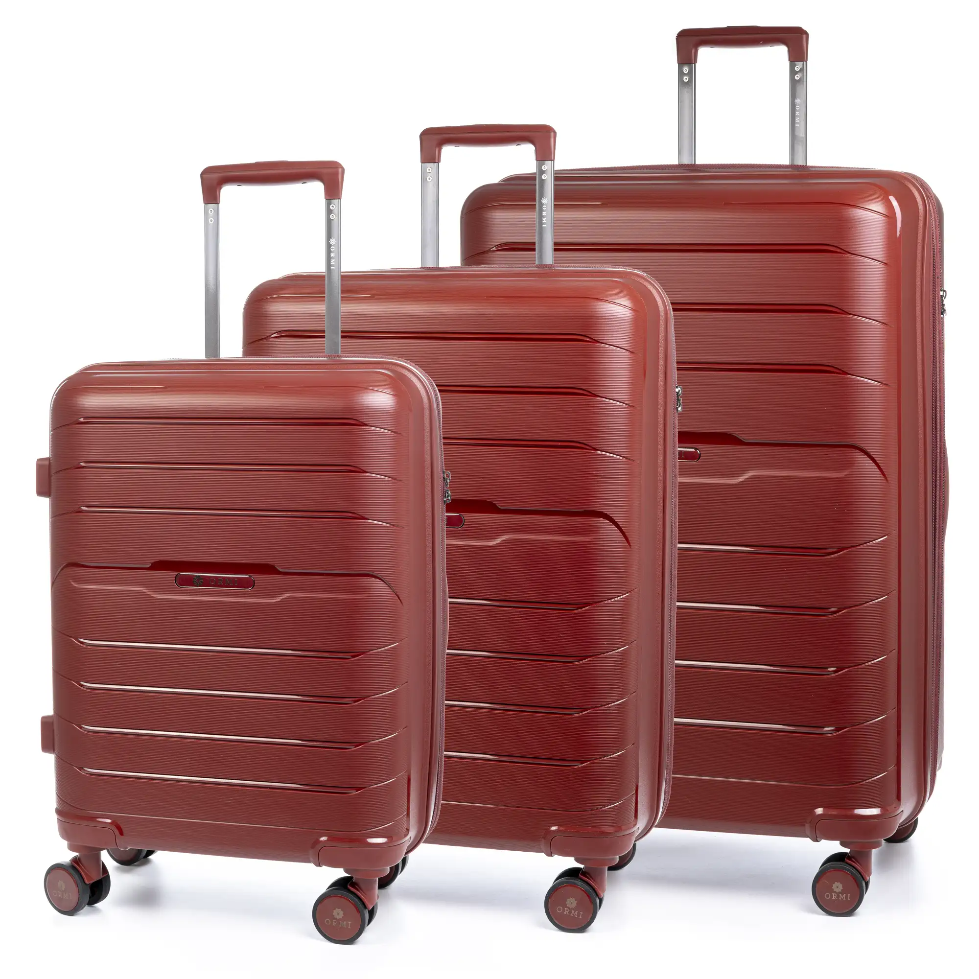 Juego de 3 maletas Trolley extensibles, en material ligero PP resistente a la rotura. Cerradura TSA numérica, 4 ruedas dobles giratorias 360°.