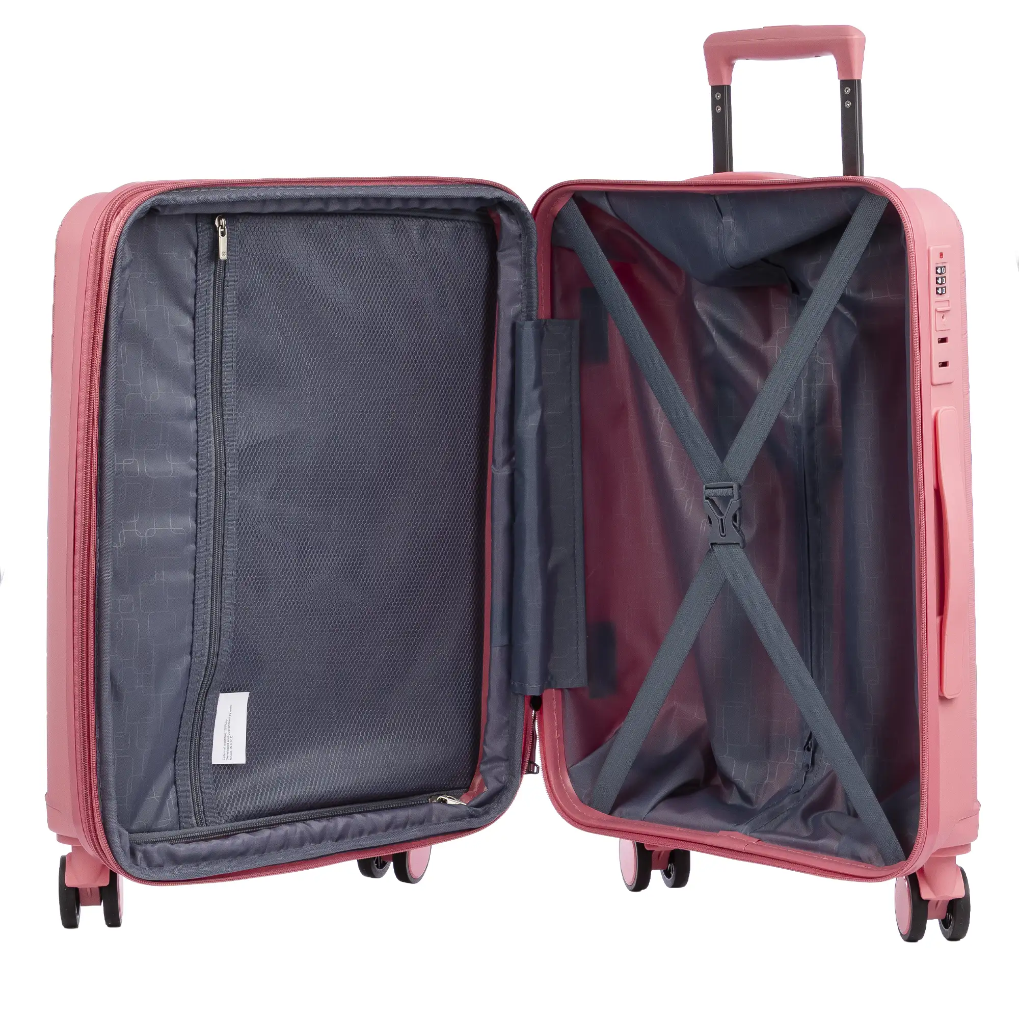 Juego de 3 maletas Trolley extensibles, en material ligero PP resistente a la rotura. Cerradura TSA numérica, 4 ruedas dobles giratorias 360°.