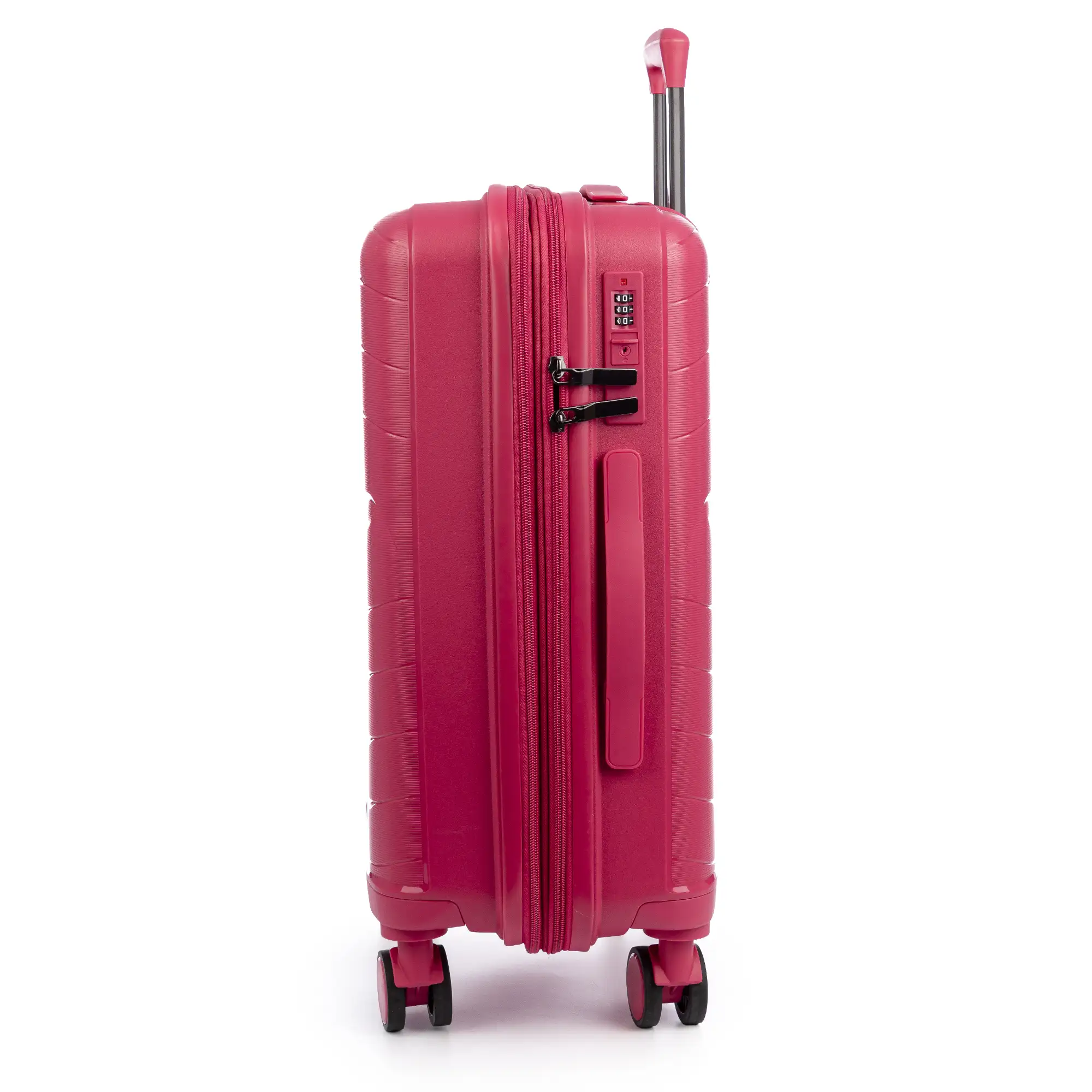 Juego de 3 maletas Trolley extensibles, en material ligero PP resistente a la rotura. Cerradura TSA numérica, 4 ruedas dobles giratorias 360°.