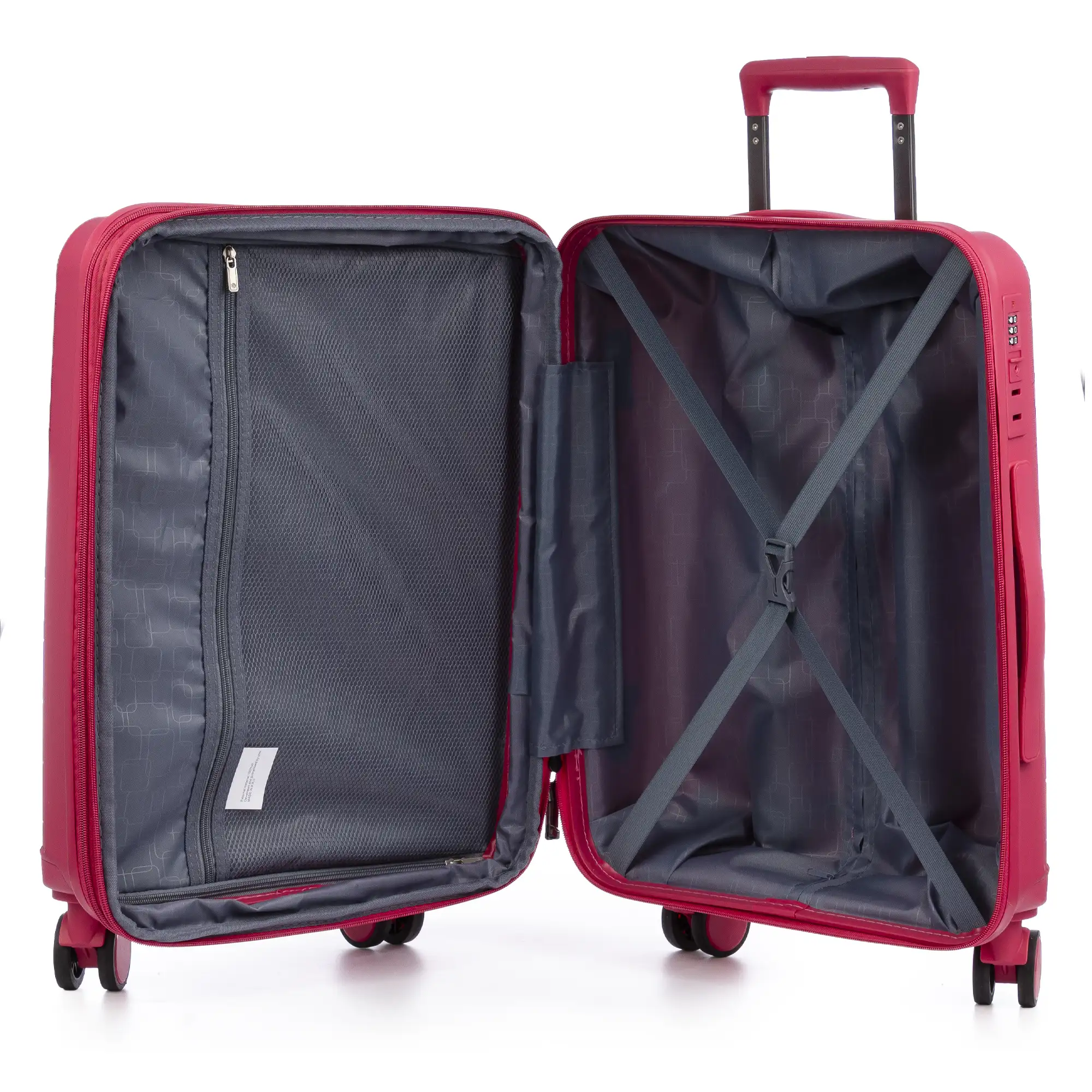 Juego de 3 maletas Trolley extensibles, en material ligero PP resistente a la rotura. Cerradura TSA numérica, 4 ruedas dobles giratorias 360°.