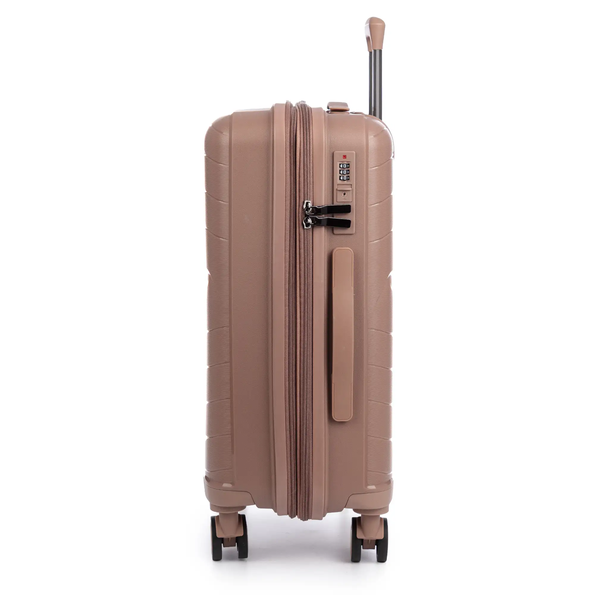 Juego de 3 maletas Trolley extensibles, en material ligero PP resistente a la rotura. Cerradura TSA numérica, 4 ruedas dobles giratorias 360°.