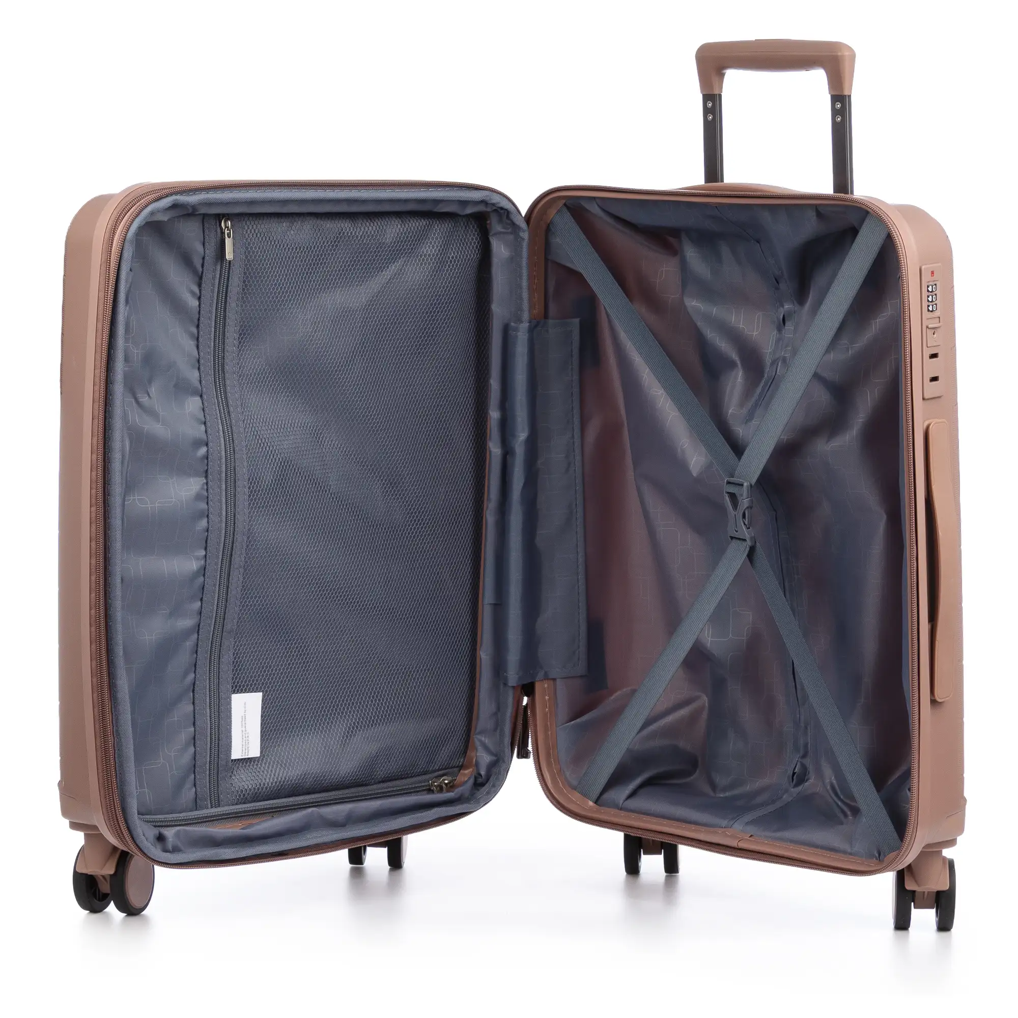 Juego de 3 maletas Trolley extensibles, en material ligero PP resistente a la rotura. Cerradura TSA numérica, 4 ruedas dobles giratorias 360°.