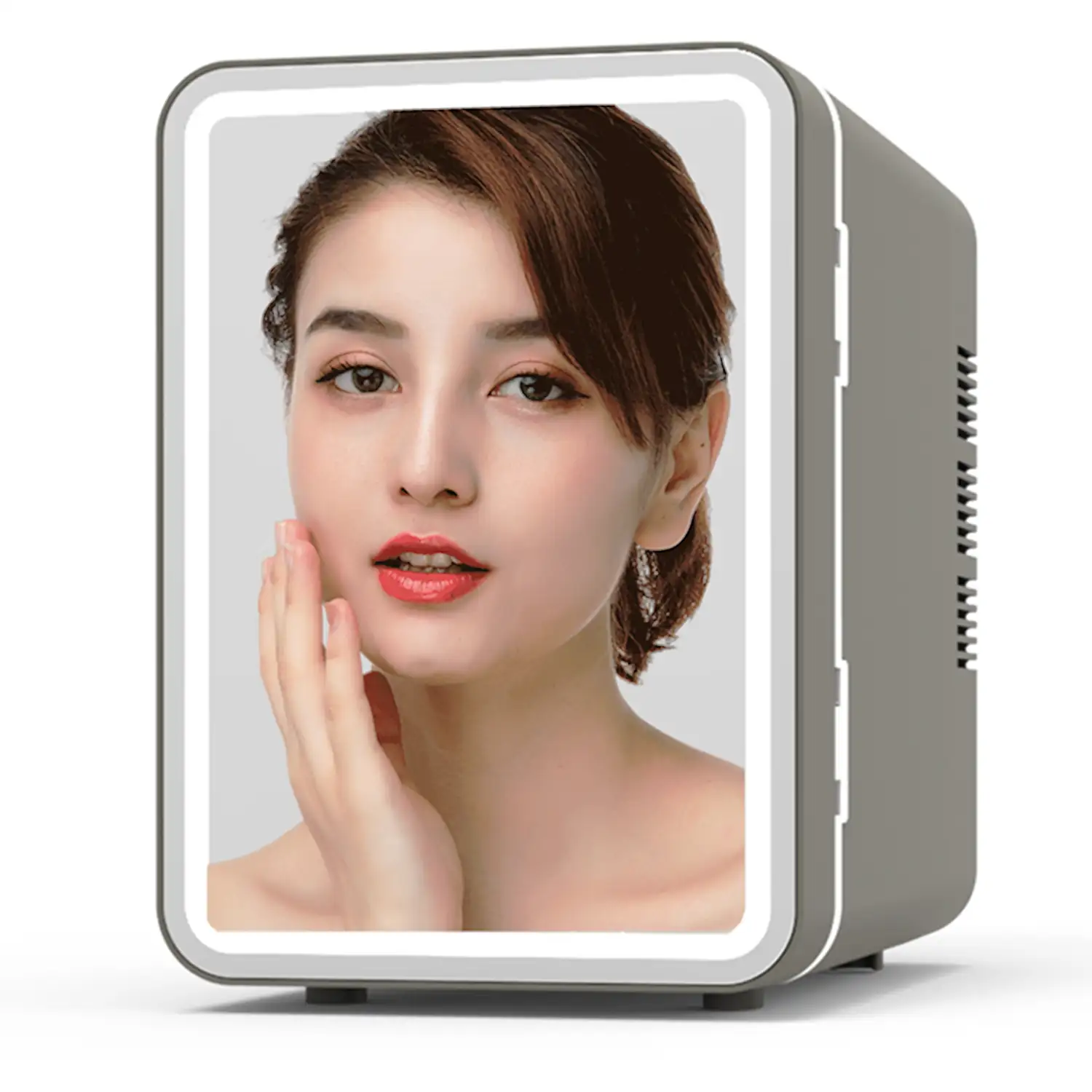 Refrigerador de belleza, mini nevera para maquillaje portátil de 6 litros, modo de iluminación espejo LED. Frio/Calor (2-65 gr C)