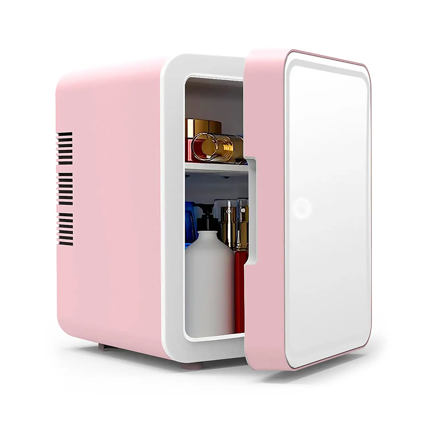 Refrigerador de belleza, mini nevera para maquillaje portátil de 6 litros, modo de iluminación espejo LED. Frio/Calor (2-65 gr C)
