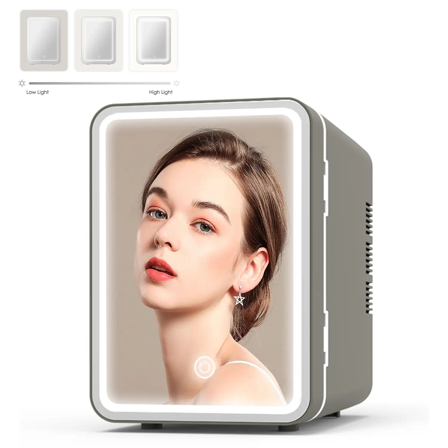 Refrigerador de belleza, mini nevera para maquillaje portátil de 6 litros, modo de iluminación espejo LED. Frio/Calor (2-65 gr C)