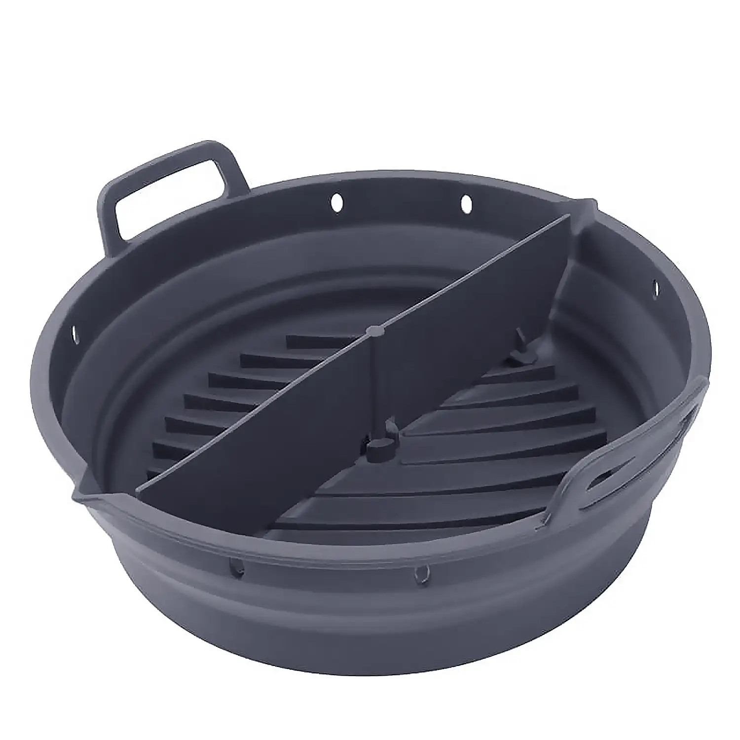 Molde plegable silicona redondo con asas freidora de aire 22x19x6 cms. Grado alimentario.
