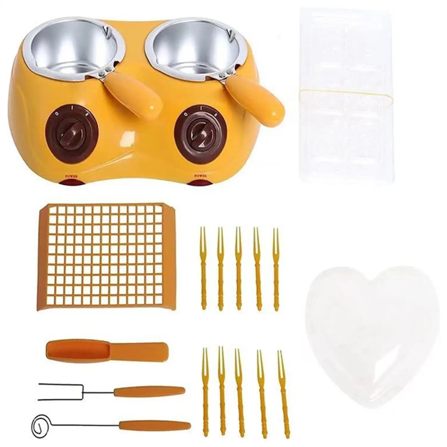 Chocolatera eléctrica doble con multiples accesorios para preparar tus mejores creaciones, sin agua. Doble cazo 250 ml.